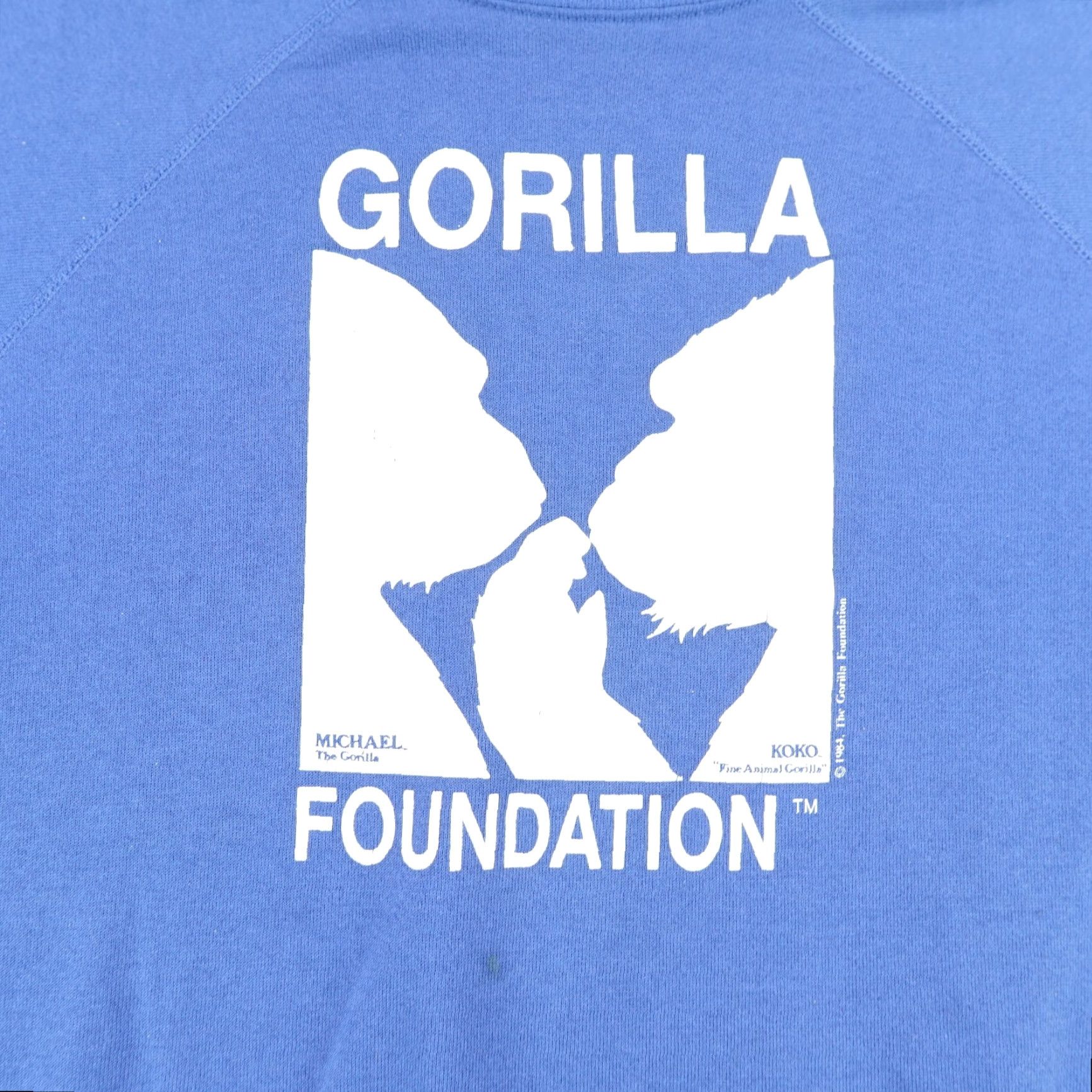 Hanes VINTAGE Gorilla Foundation Sweatshirt Mens Large Blue Graphic Print 80s Koko Crew Neck Pullover Size US L / EU 52-54 / 3 - 3 Thumbnail