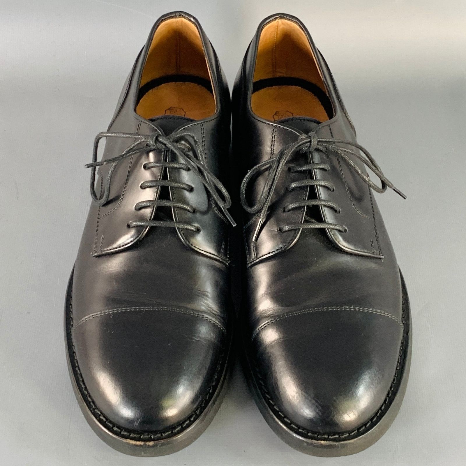 Brunello Cucinelli Size 8 Black Leather Cap Toe Derby Lace-Up Shoes Size US 8 / EU 41 - 4 Thumbnail