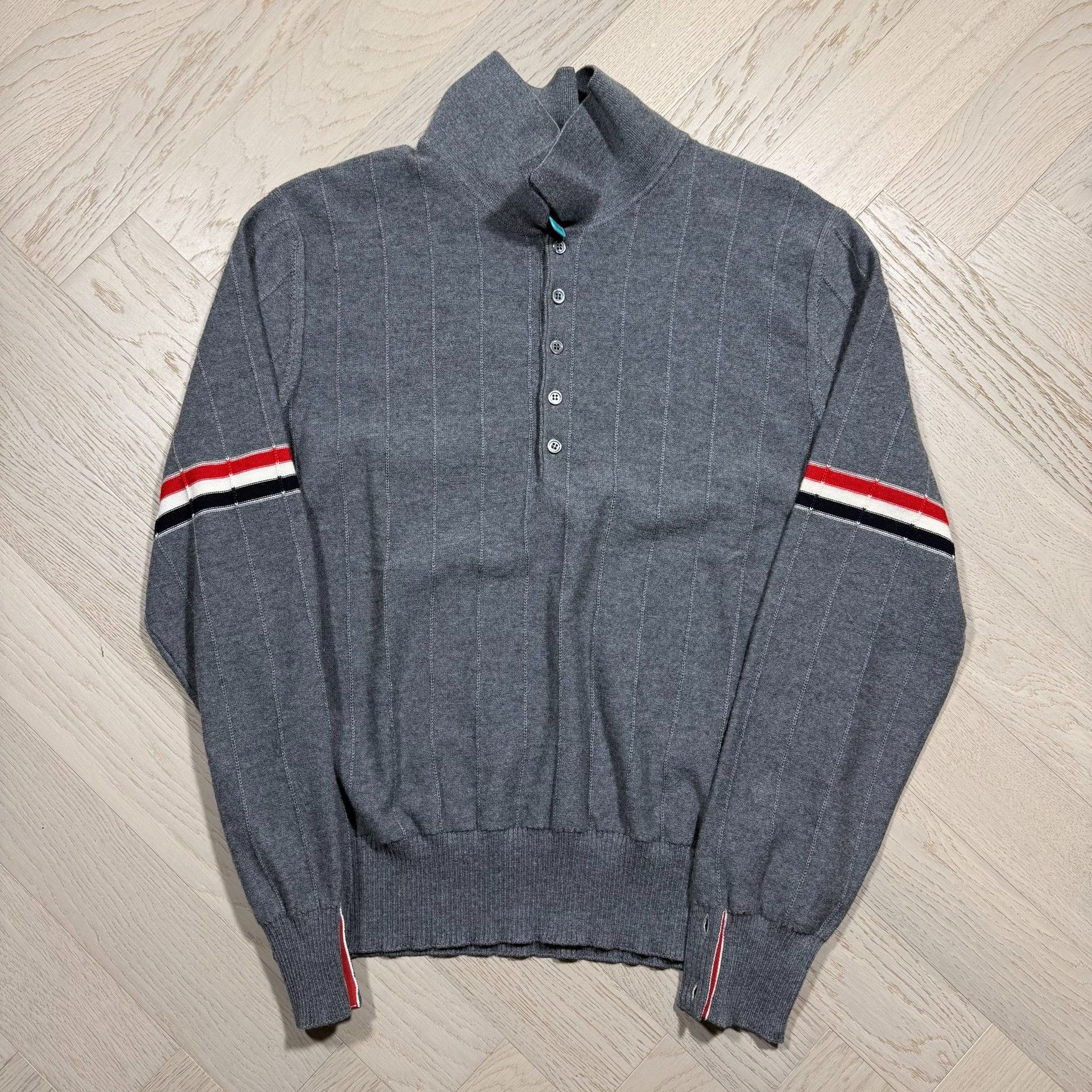 Visvim Thom Browne Striped Button Long Sleeve Polo Size US XL / EU 56 / 4 - 1 Thumbnail