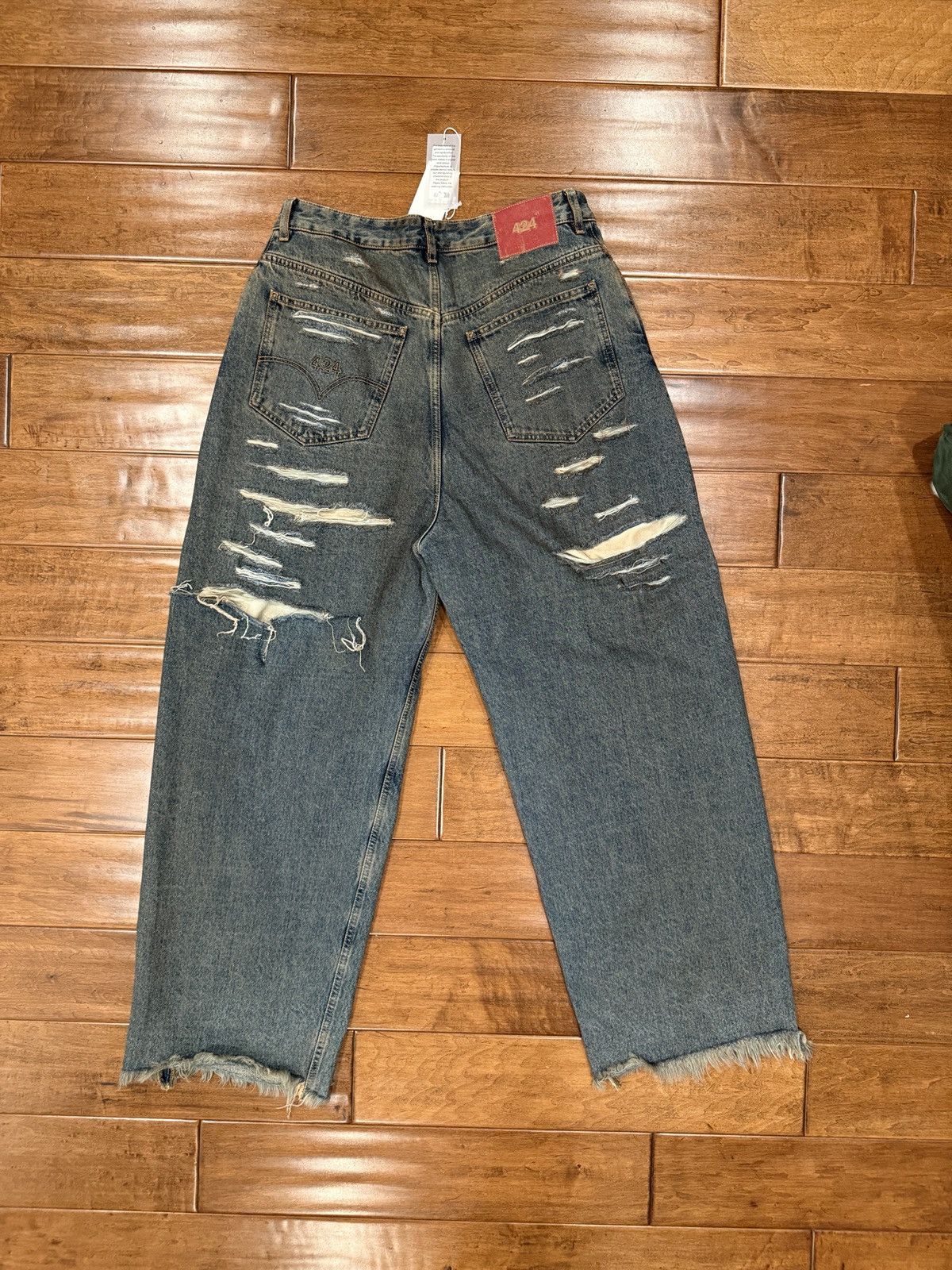 424 424 Big Daddy Denim Blue Brown Sugar Wash Distressed Size US 34 / EU 50 - 2 Thumbnail