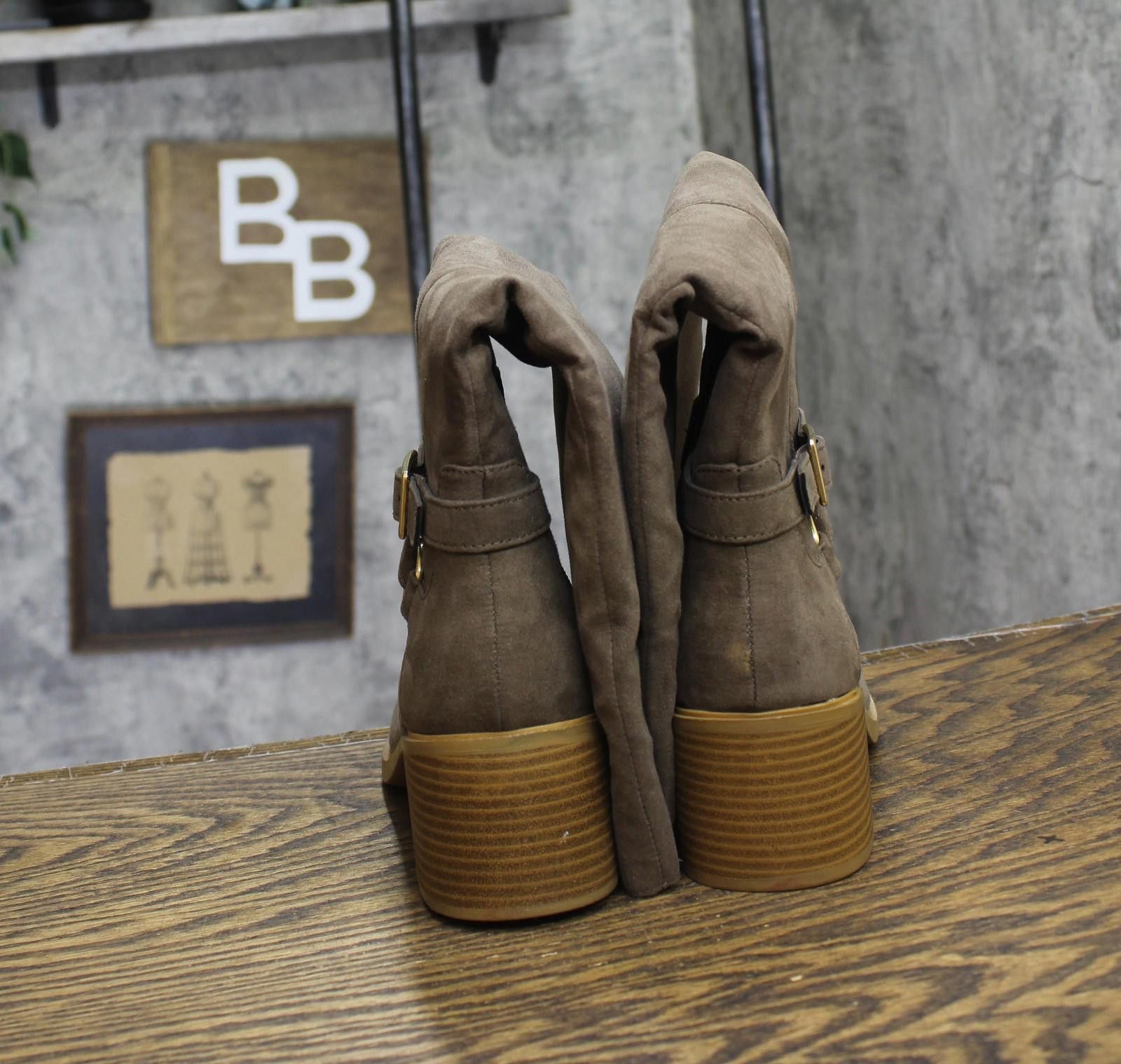 Style & Co New Style & Co. Heel Boots Dark Taupe Microsuede Brown 7m Size US 7 / IT 37 - 5 Thumbnail