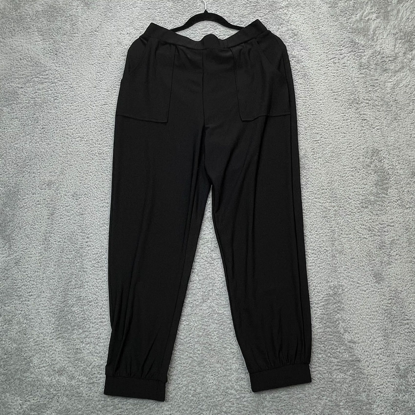 Vintage WynneLayers Pants Womens Medium Black Luxe Crepe Joggers Stretch Tapered Leg Size 32" / US 10 / IT 46 - 2 Thumbnail