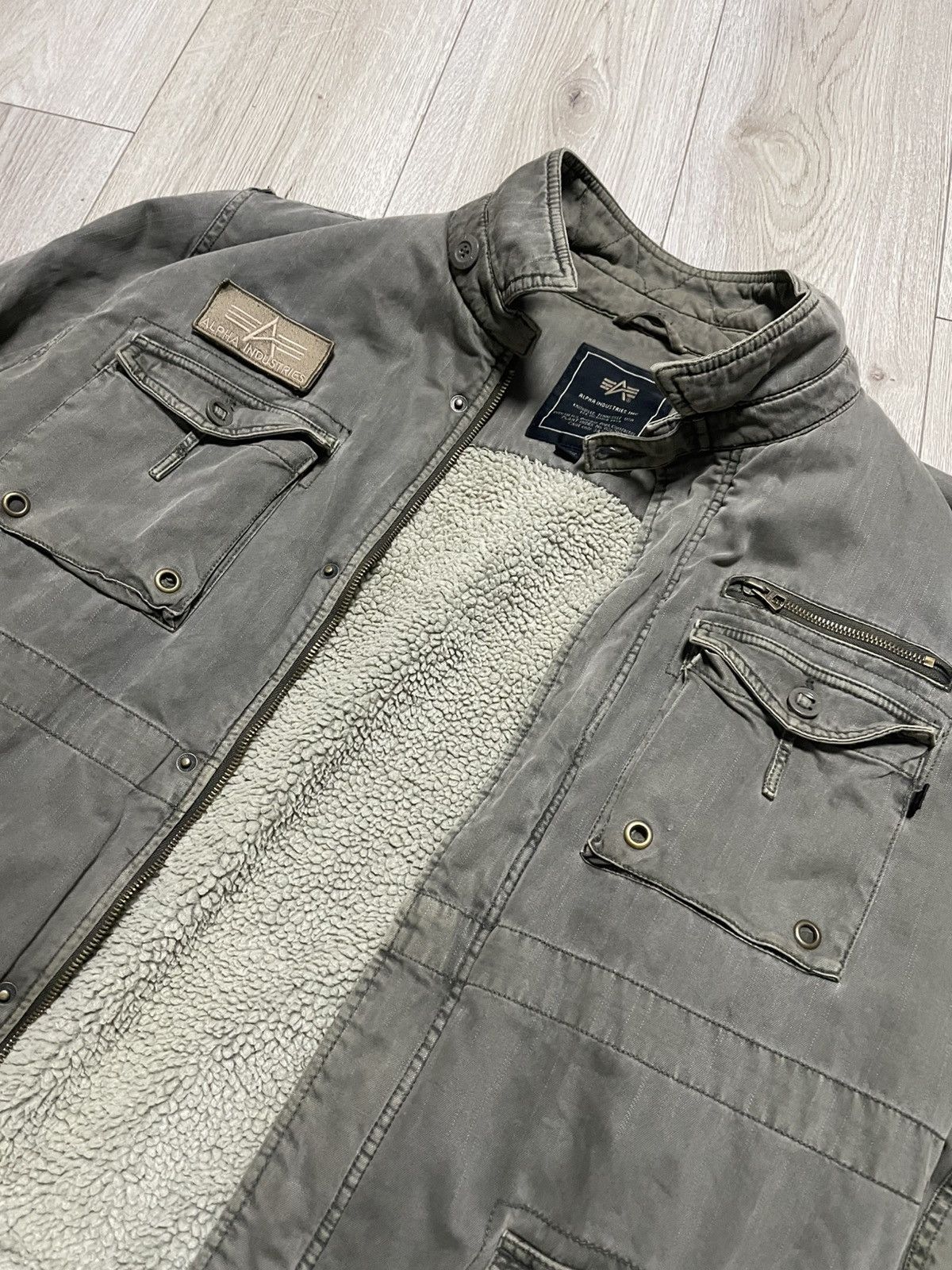 Alpha Industries × Vintage Vintage 90s Alpha Industries Sherpa Lined Field Jacket USA Size US XL / EU 56 / 4 - 4 Thumbnail