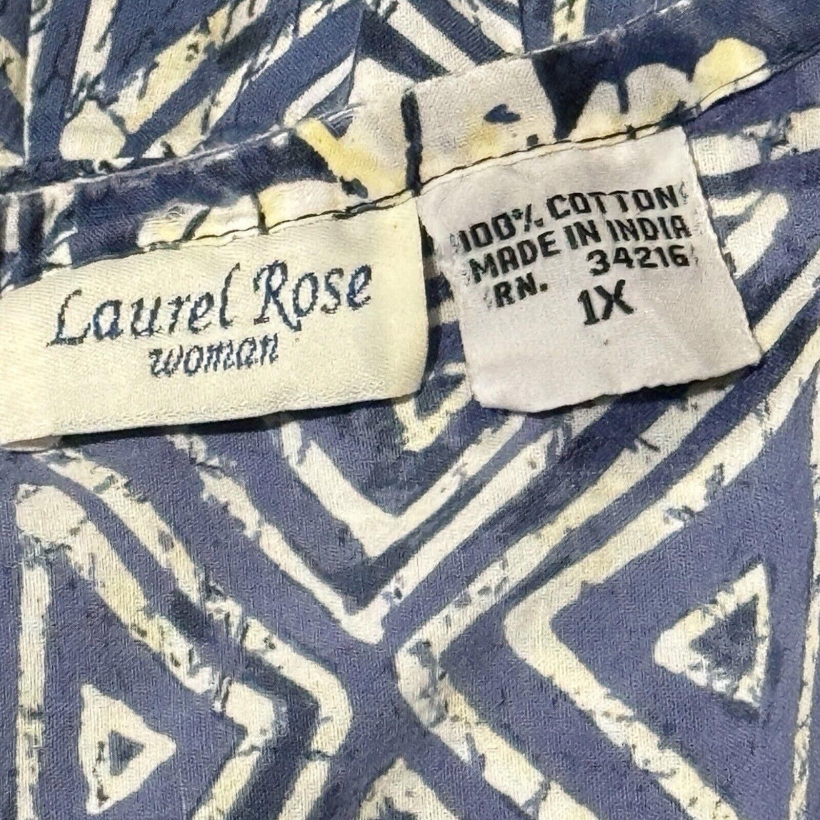 Designer Vintage Laurel Rose Blue Ikat Muumuu Patio House Dress 1X Size XL / US 12-14 / IT 48-50 - 7 Thumbnail