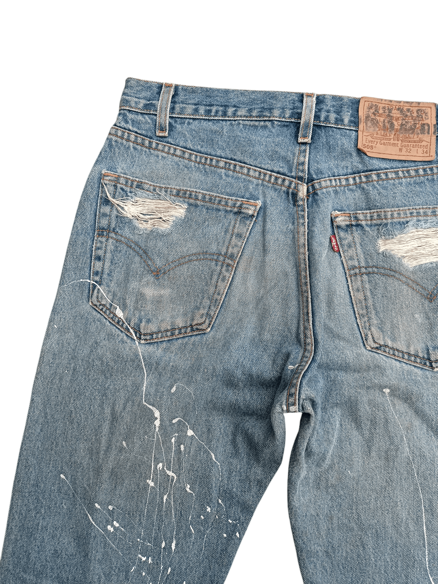 Levi's × Vintage Y2K Levis 505 Regular Straight Cut Distressed Splatter Denim Size US 32 / EU 48 - 17 Thumbnail