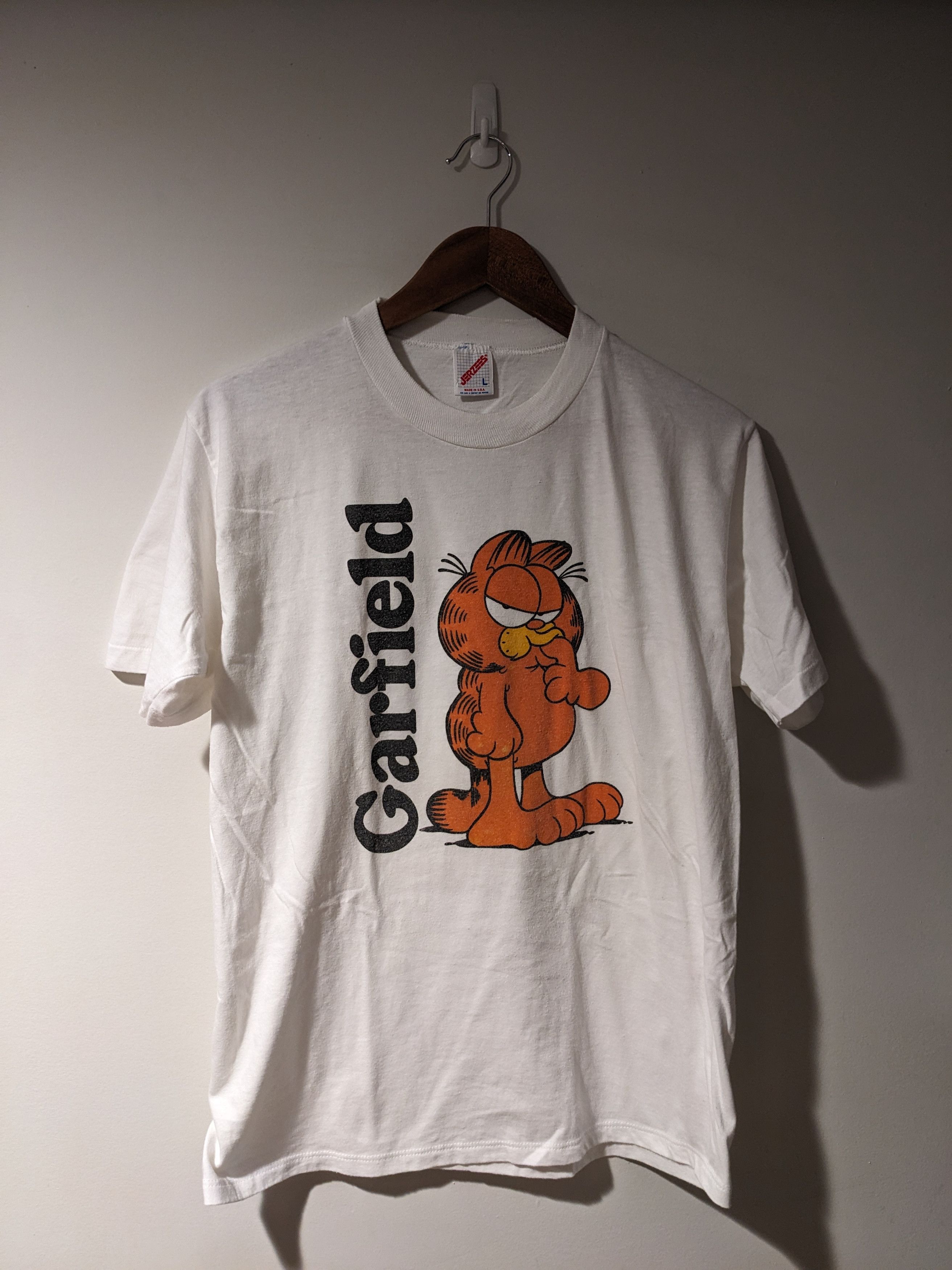 Jerzees × Vintage Vintage 90s Garfield Comic Cartoon White Large T-Shirt Size US L / EU 52-54 / 3 - 1 Thumbnail