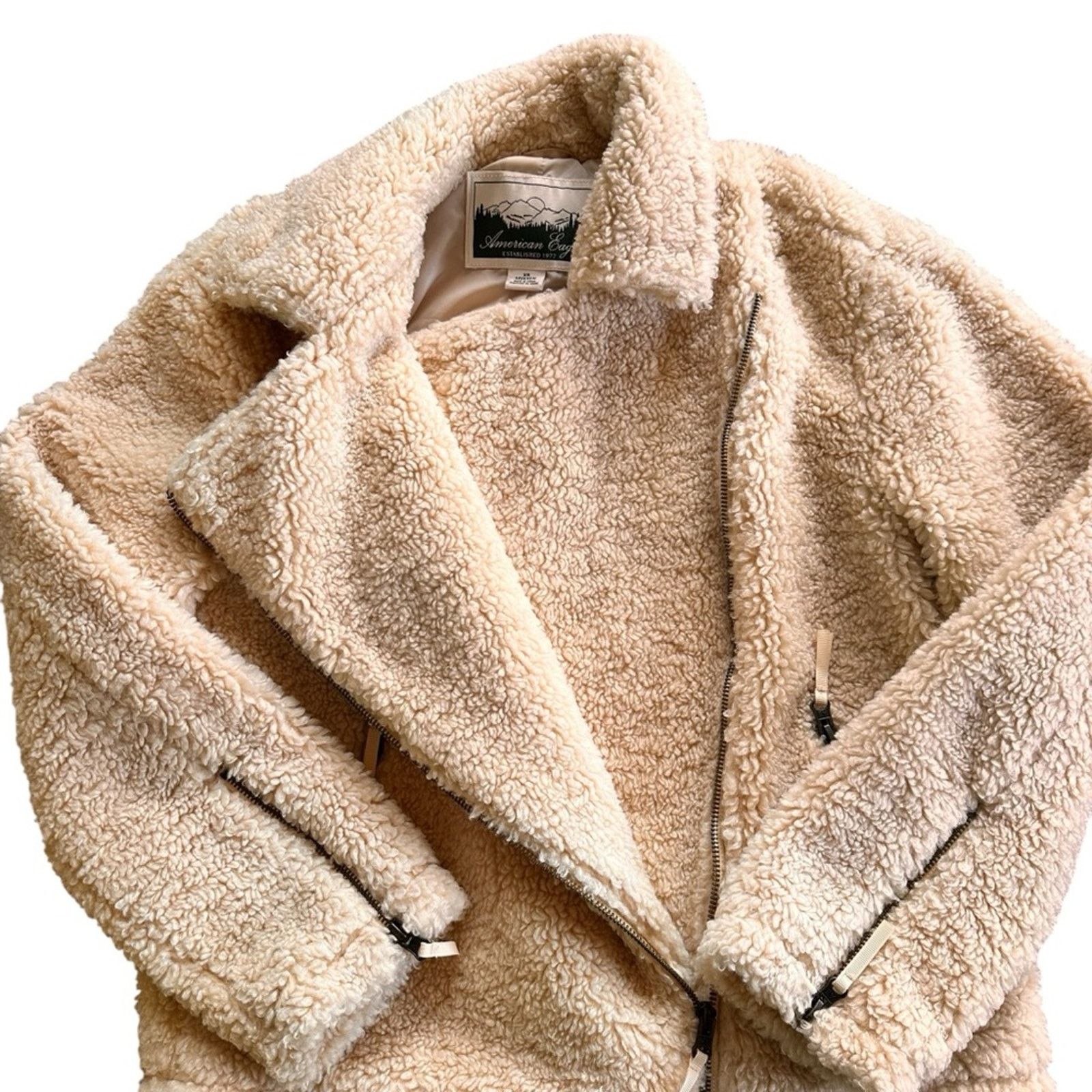 American Eagle Outfitters American Eagle Sherpa Moto Jacket - Size XS - Cream Size XS / US 0-2 / IT 36-38 - 2 Thumbnail