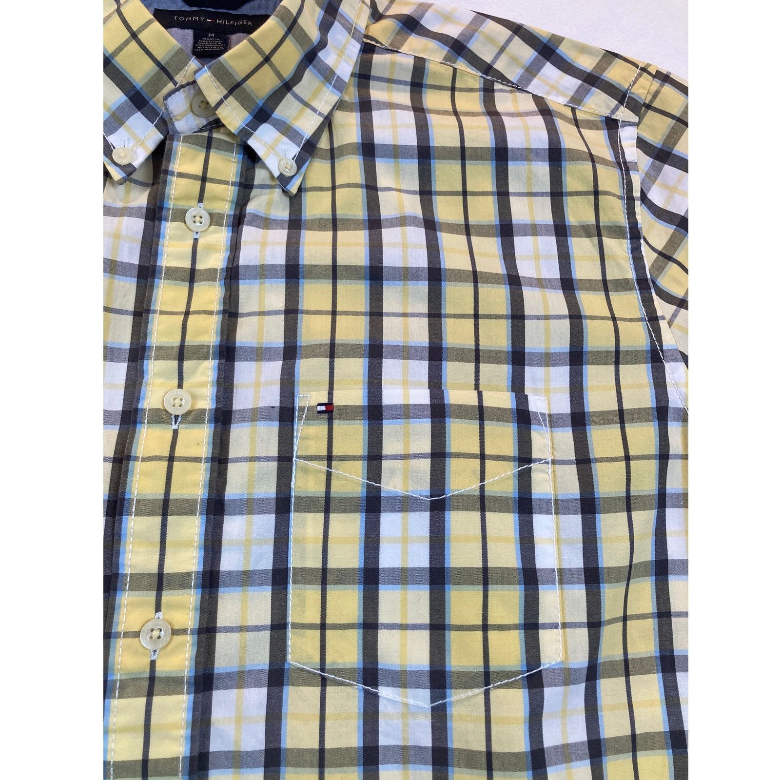 Tommy Hilfiger Tommy Hilfiger Classic Shirt Short Slv Yellow Blue Plaid Med Size US M / EU 48-50 / 2 - 3 Thumbnail