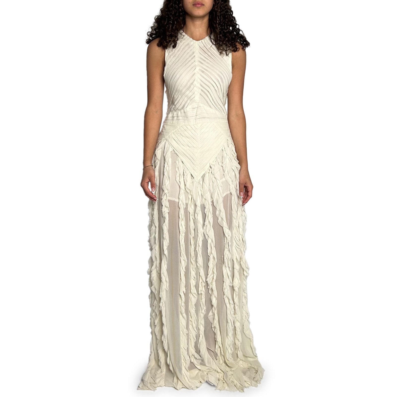Flannel White Maxi Dress Size L / US 10 / IT 46 - 5 Thumbnail