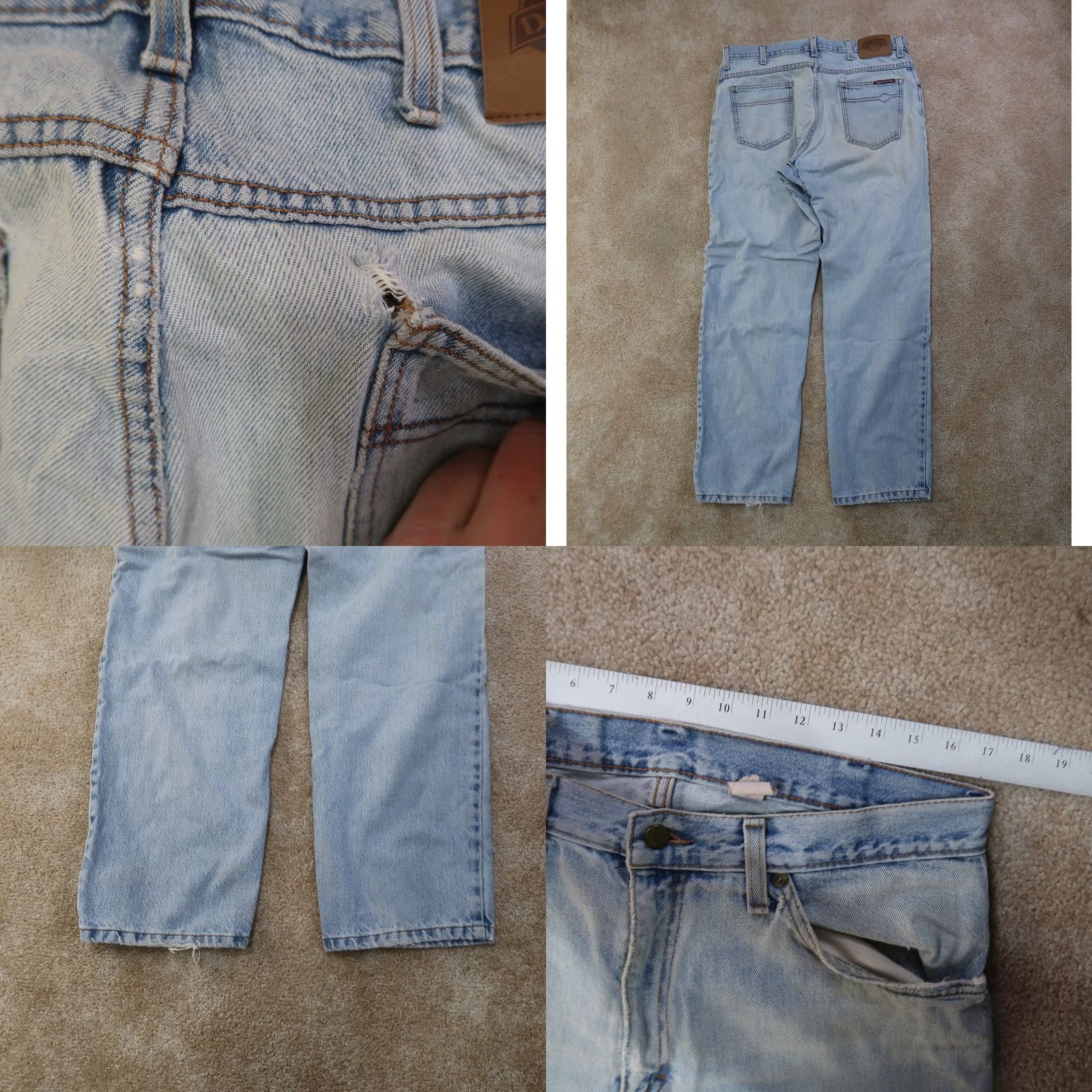 Denime VINTAGE Diamond Cut Jeans Men 34x30 Blue Distressed Denim Cowboy Western Jeans Regular 34x30 Mens blue Distressed Size US 34 / EU 50 - 8 Thumbnail