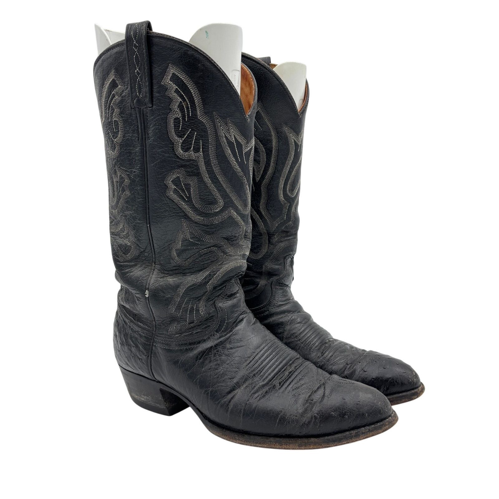 Justin Boots Vintage 80s J. Chisholm Ostrich Cowboy Boots Men 10 D Size US 10 / EU 43 - 1 Thumbnail