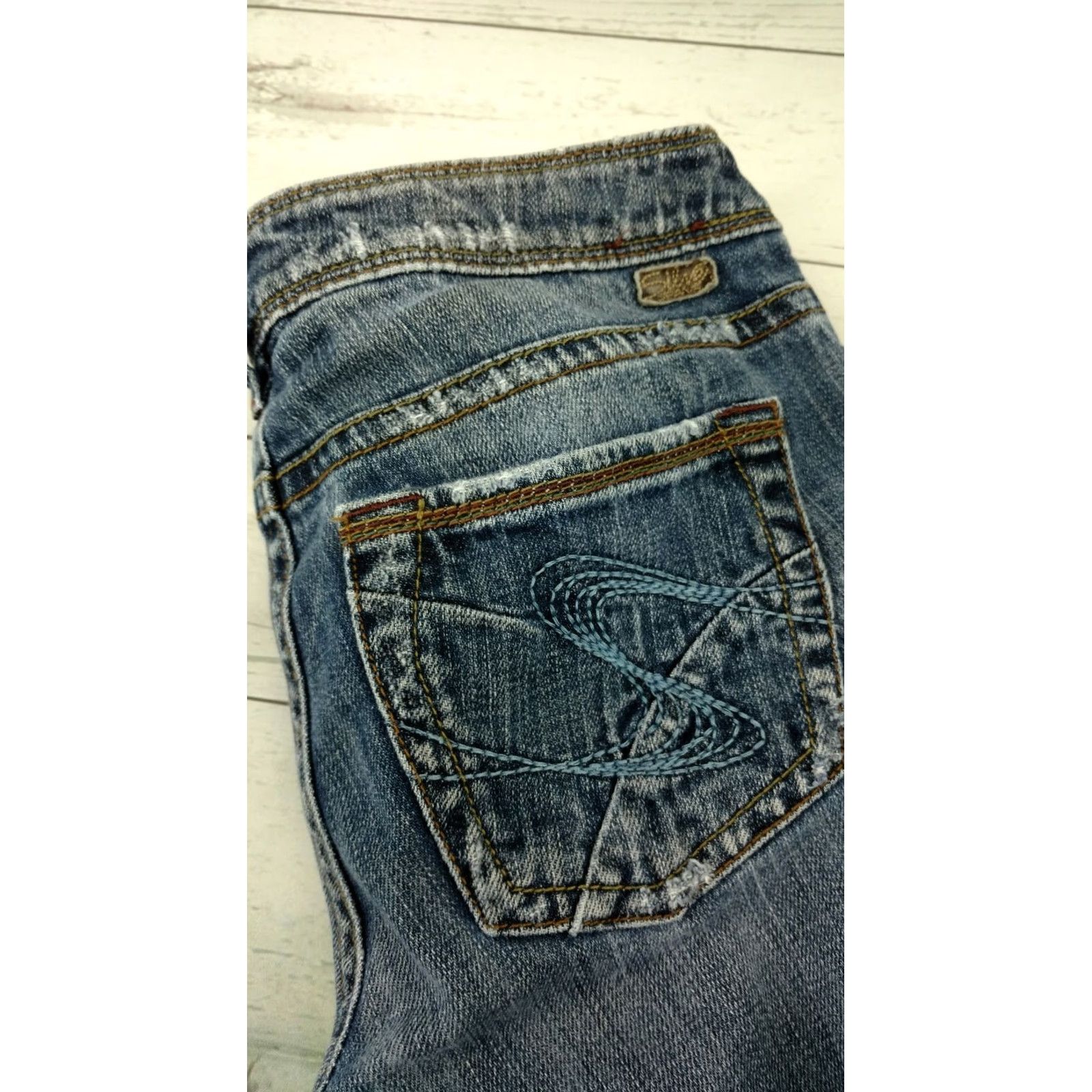 Silver Jeans Co. Silver Jeans Tina Distressed Denim Womens 30 Jeans Blue Regular Inseam 28 Bootcut Size 30 Size 30" / US 8 / IT 44 - 3 Thumbnail