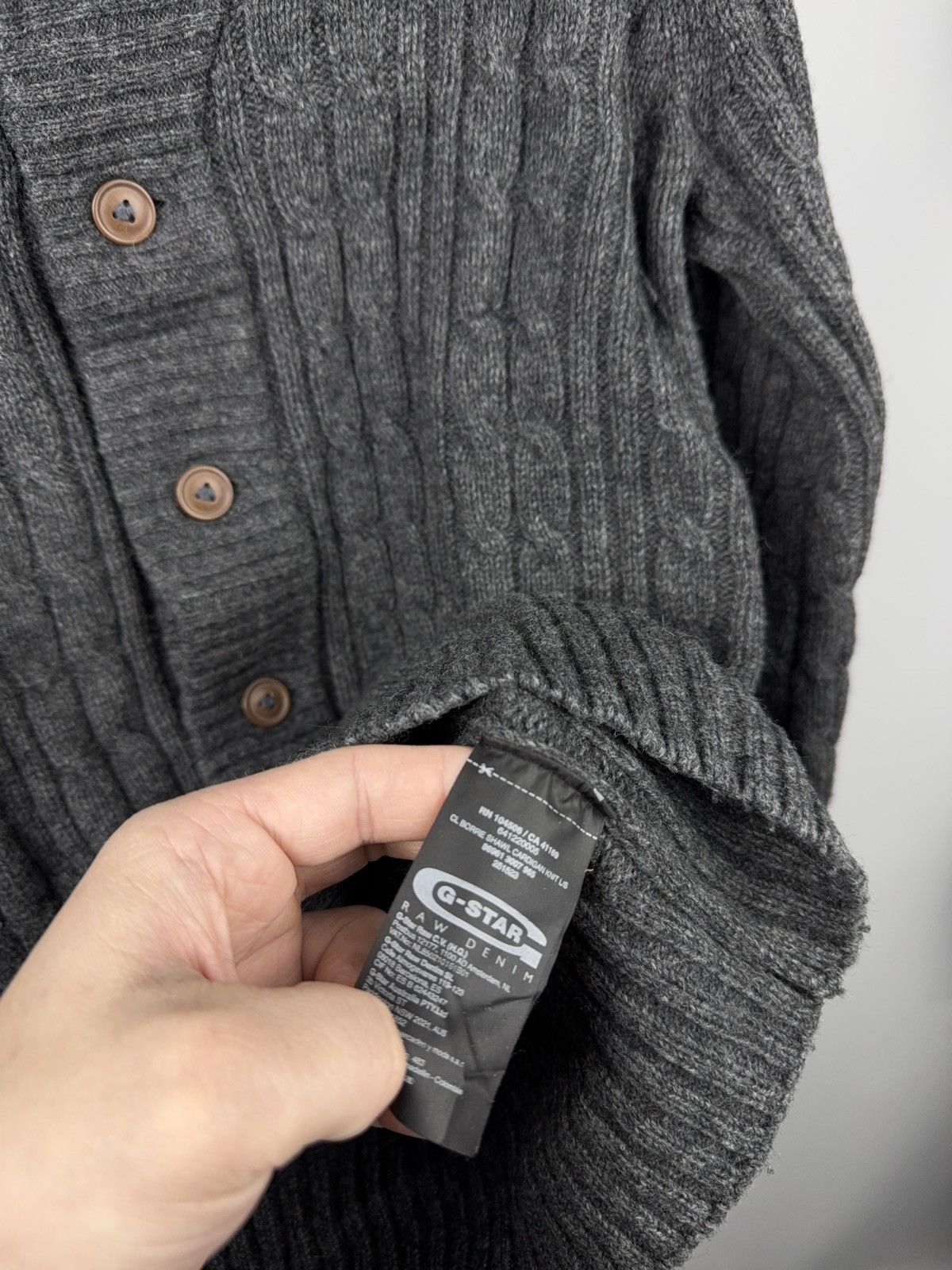 G-Star 00s Y2K G-Star RAW Cable Knit Shawl Cardigan Wool Blend Size US S / EU 44-46 / 1 - 9 Thumbnail