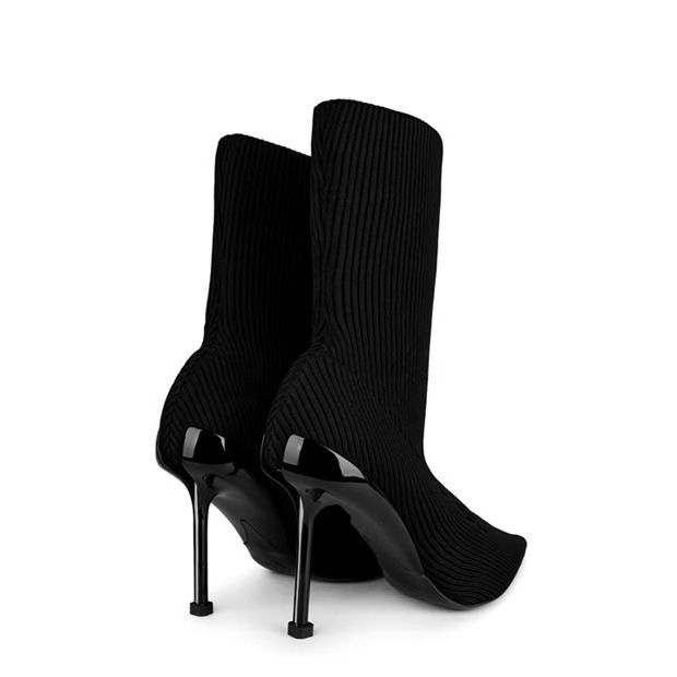 Alexander McQueen o1g2r1mq0824 Sock Heeled Boots in Black & Silver Size US 7 / IT 37 - 4 Thumbnail