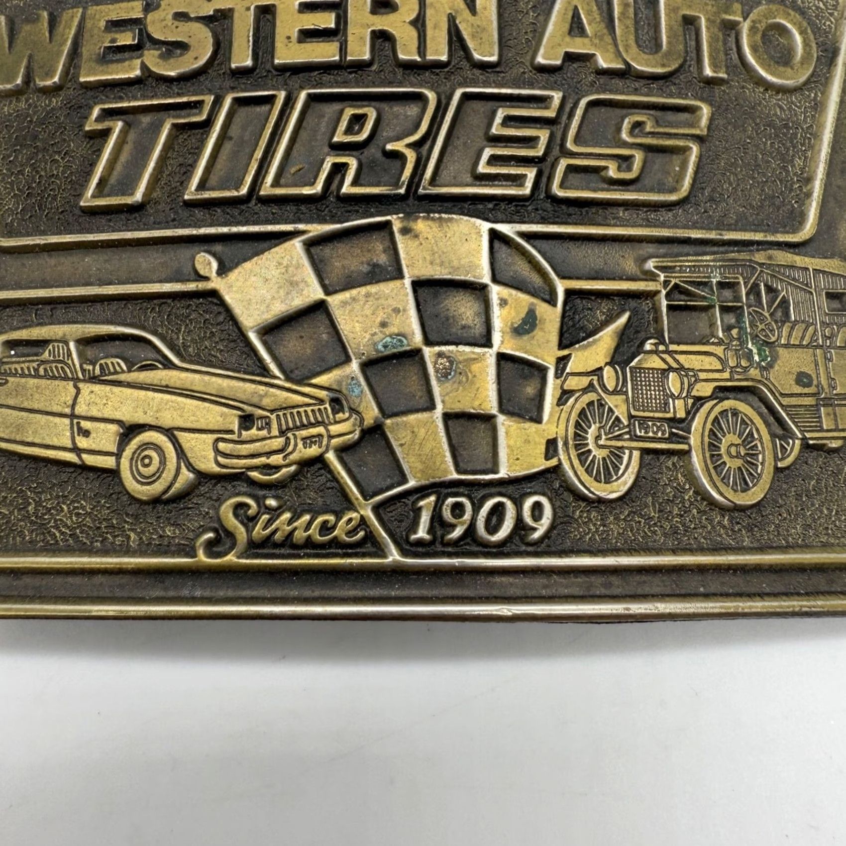 Vintage Lewis Buckles Mens Belt Buckle Brass Western Auto Tires Since 1909 Vintage? Size ONE SIZE - 5 Thumbnail