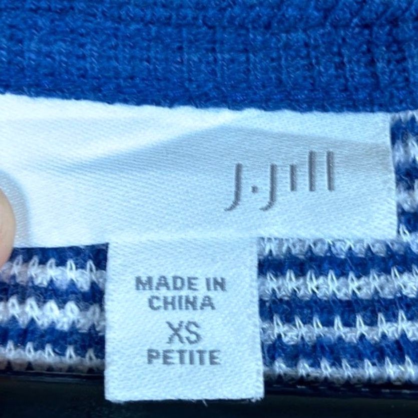 Vintage J Jill Womens Sweater Blue Striped Crew Neck Long Sleeve Modal Blend XS Petite Knit Pullover Shirt Size XS / US 0-2 / IT 36-38 - 6 Thumbnail