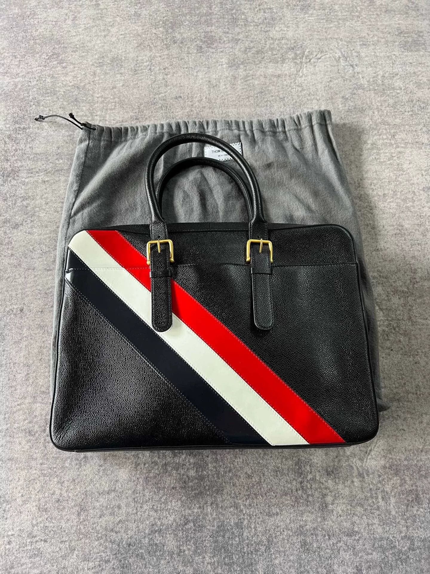 Thom Browne Thom Browne Lychee Leather Stripe Briefcase Size ONE SIZE - 2 Thumbnail