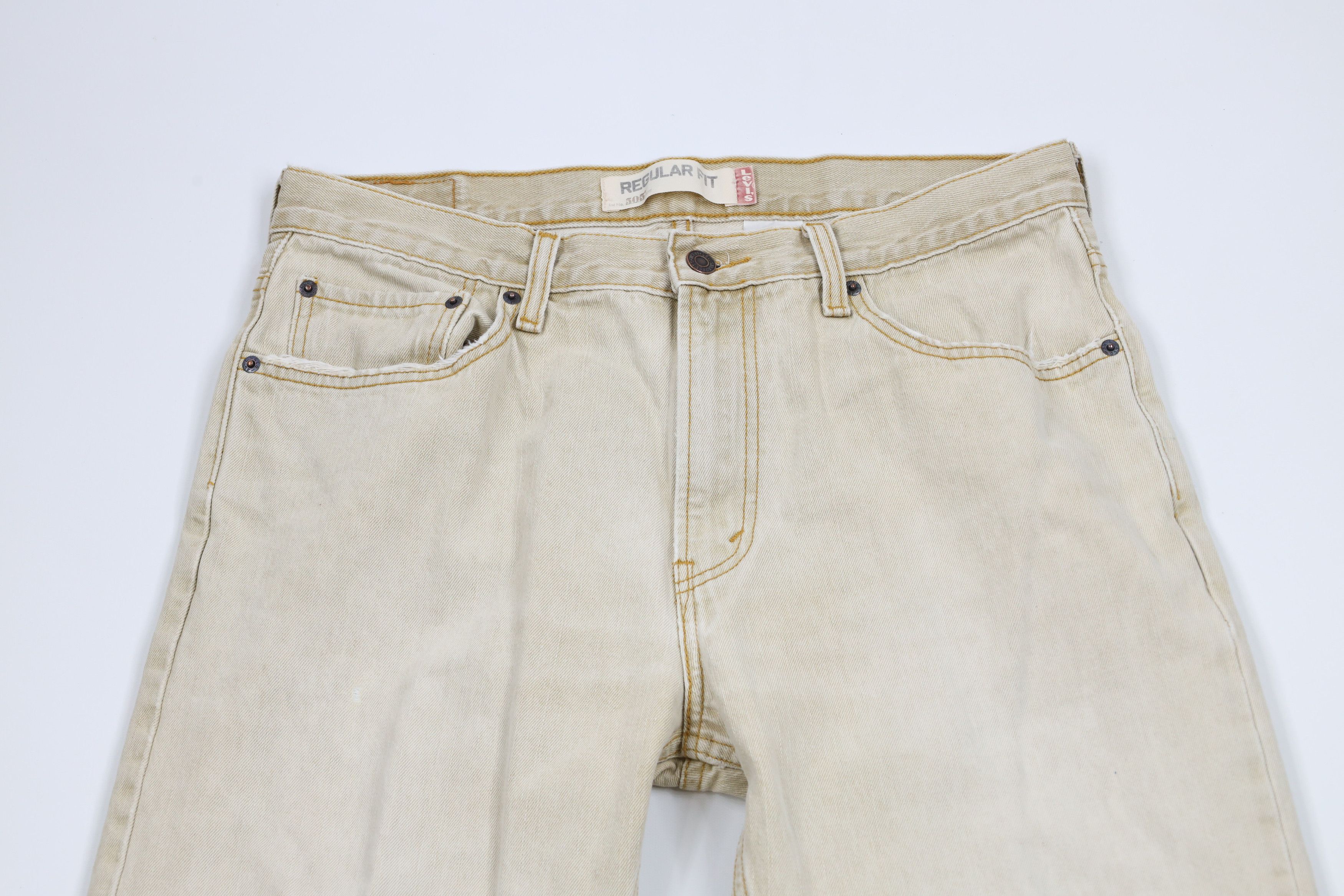 Levi's × Vintage Vintage Y2K Levis 505 Regular Fit Denim Jeans Beige Tan Size US 34 / EU 50 - 2 Thumbnail
