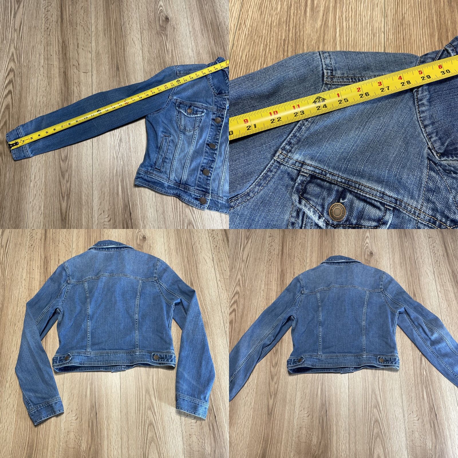 American Eagle Outfitters VINTAGE American Eagle Denim Jacket Womens Large Blue Long Sleeve Button Up Collared Pockets Size L / US 10 / IT 46 - 8 Thumbnail