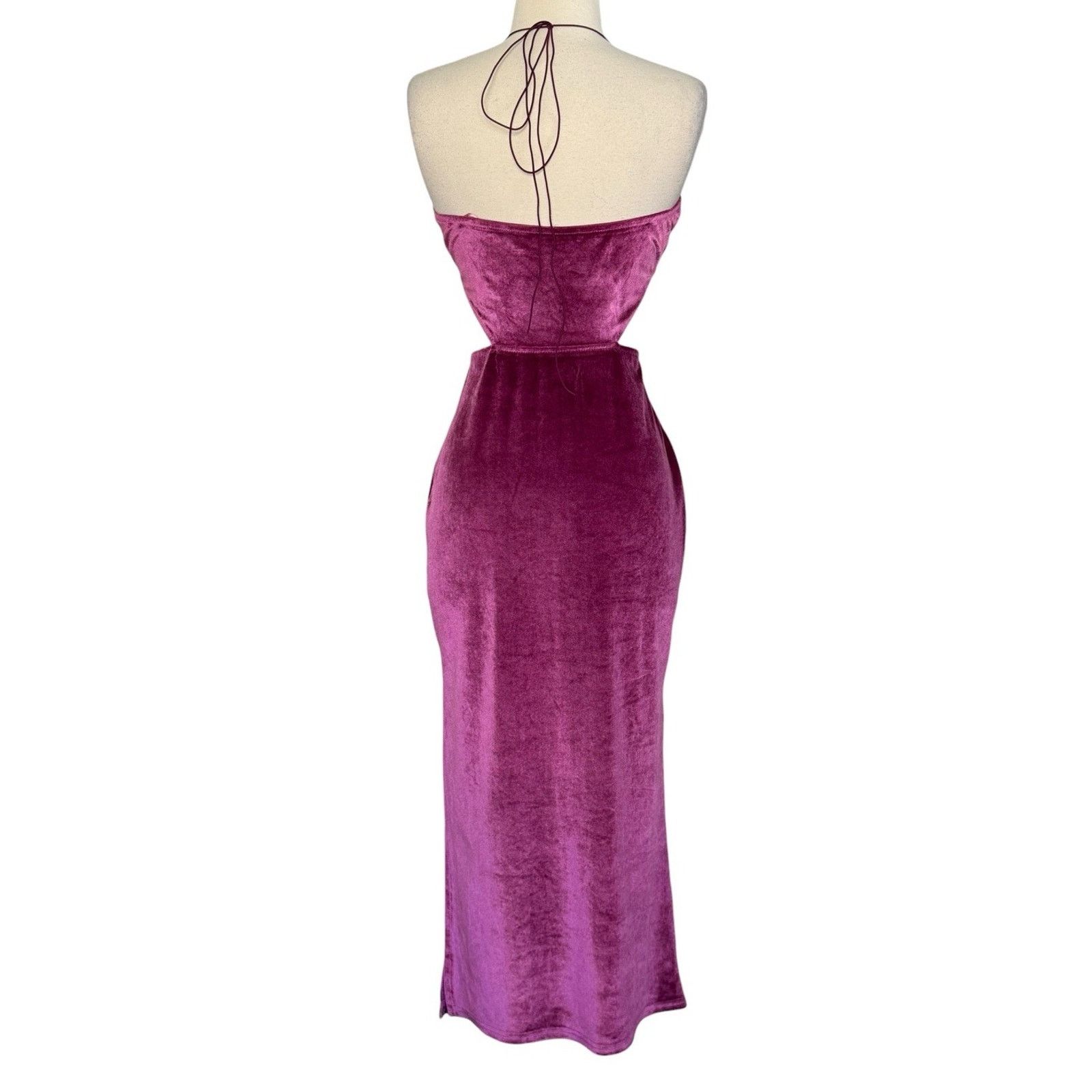 Other ET CLET Sunset Lovers Night Moves Cut Out Midi Dress Velvet Size L / US 10 / IT 46 - 7 Thumbnail
