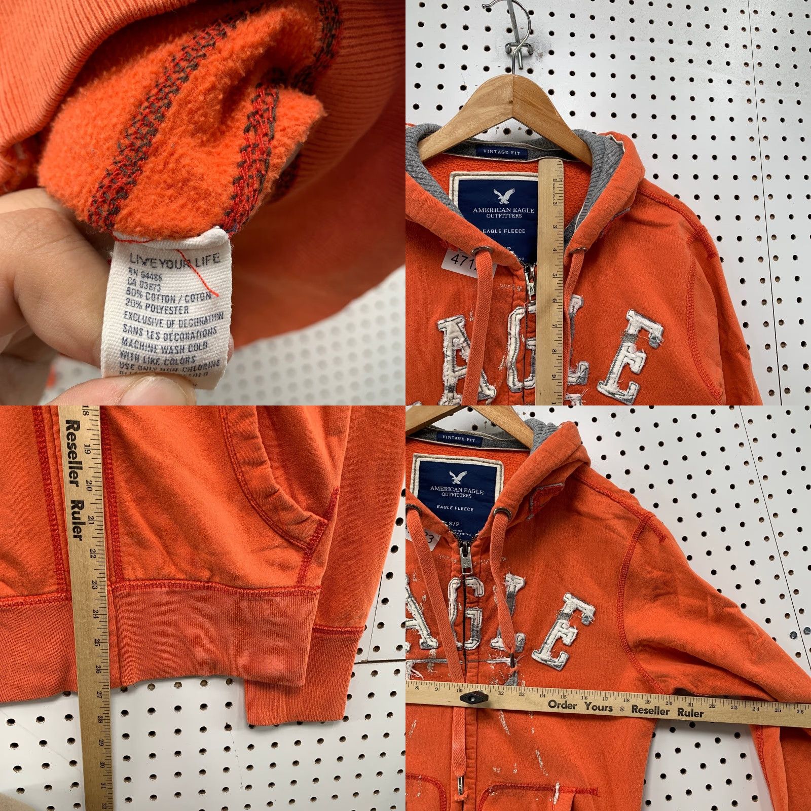 American Eagle Outfitters VINTAGE American Eagle Hoodie Sweatshirt Mens Small Orange Distressed Embroidered Y2K Size US S / EU 44-46 / 1 - 8 Thumbnail