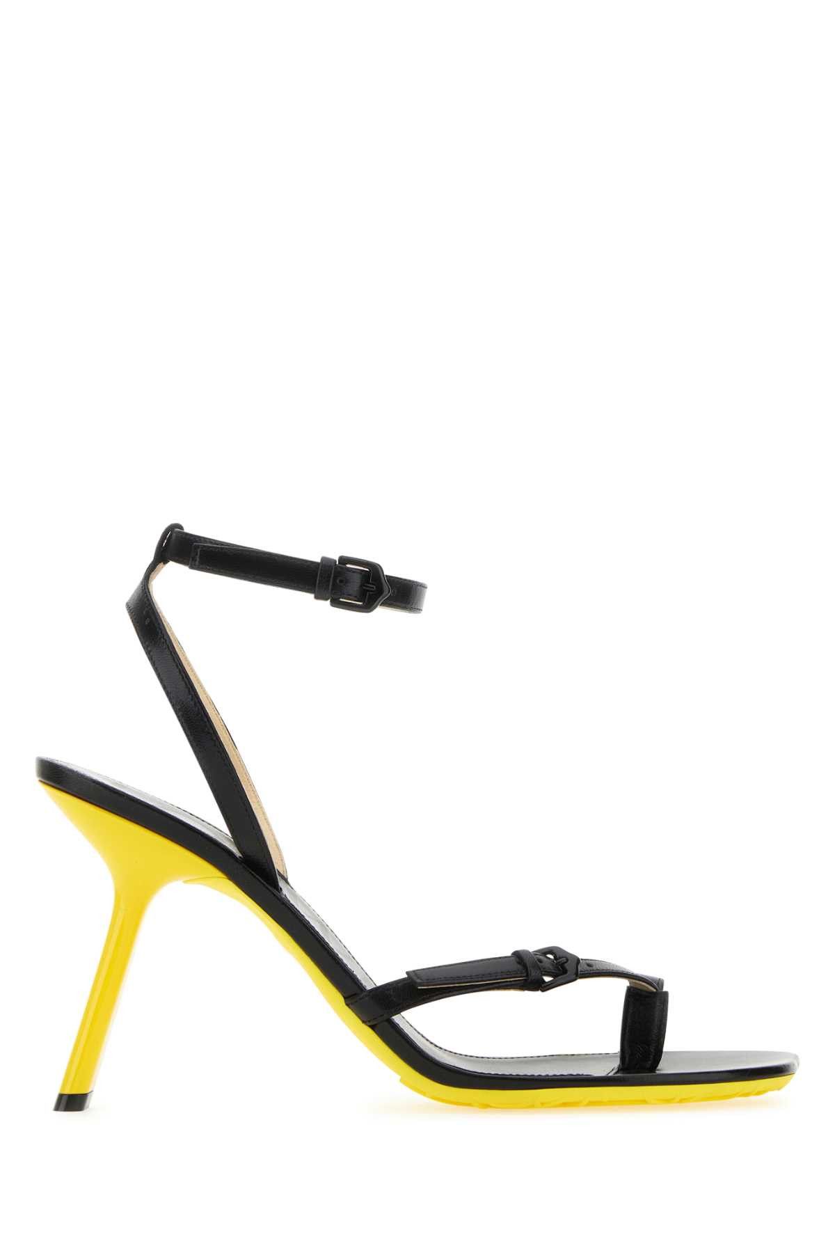 image of Loewe Black Leather Petal Sandals, Women's (Size 7)