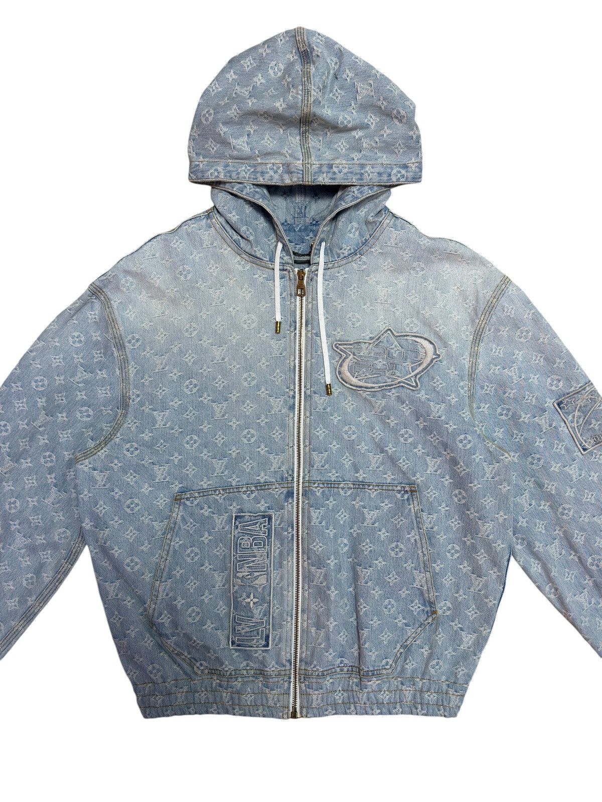 Louis Vuitton × NBA Louis Vuitton NBA Blue Denim Monogram Bomber Jacket Size US L / EU 52-54 / 3 - 6 Thumbnail