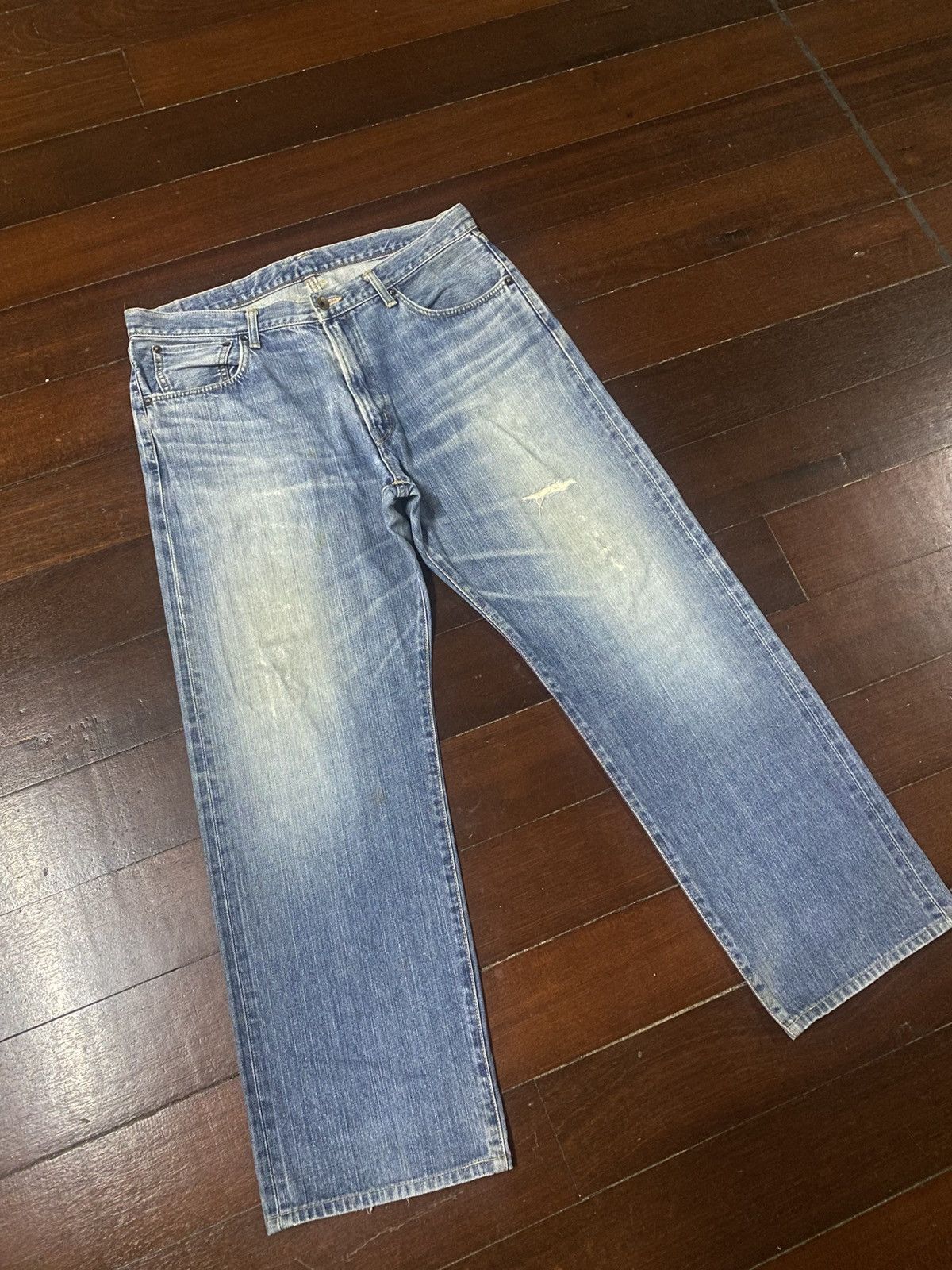 Edwin Vintage 90s Edwin 505 X mud wash distressed selvedge jeans Size US 37 - 2 Thumbnail