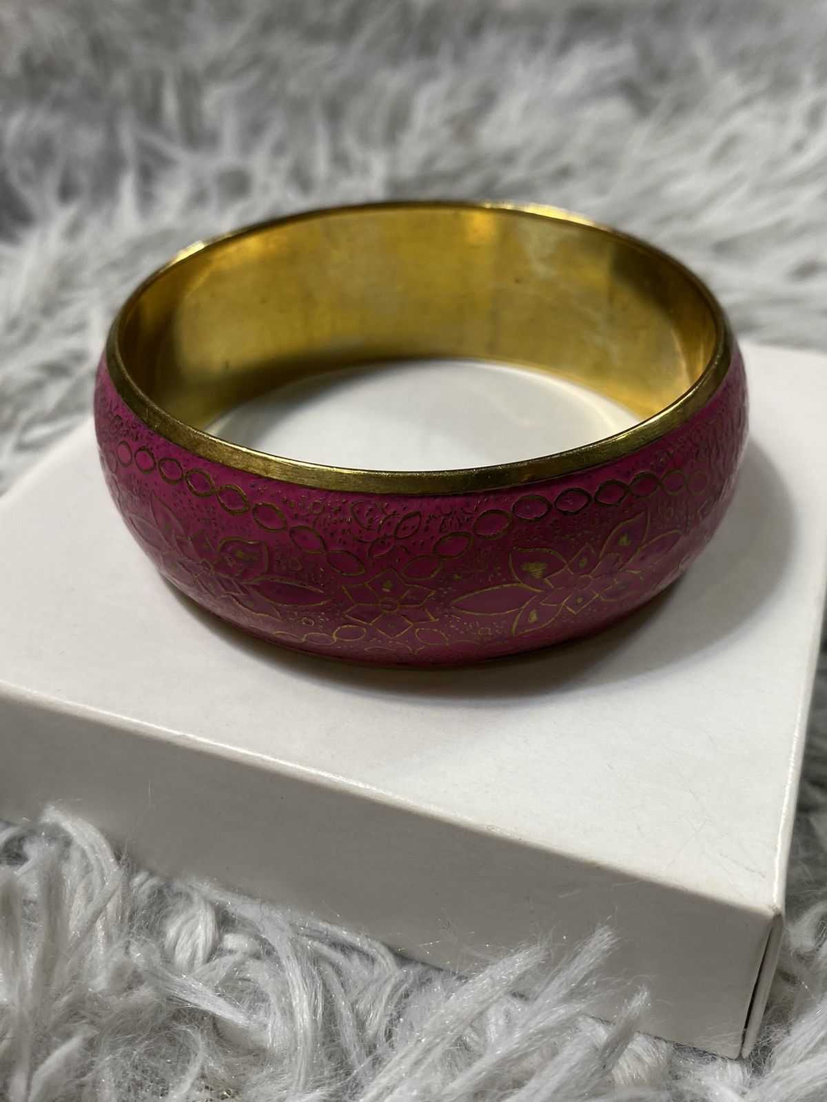 Japanese Brand × Jewelry × Vintage Pink & Gold Floral Brass Bangle - Japanese Brand Size ONE SIZE - 3 Thumbnail