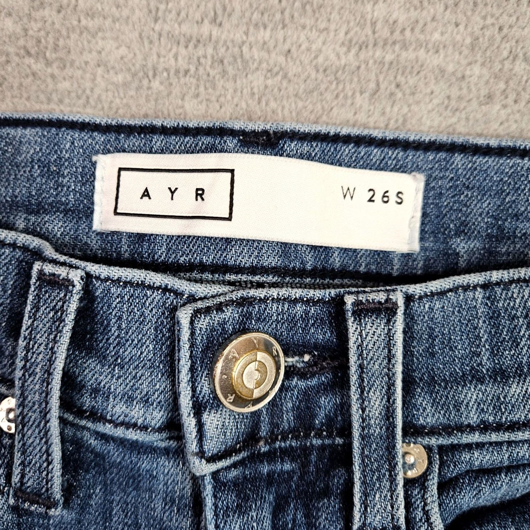 AYR AYR Women Jeans W26S The BOMB Pop Straight Leg Raw Hem Premium Denim Blue Casual 5-Pocket Regular Rise Belted Machine Washable Mens Womens Girls Boys? Size 26" / US 2 / IT 38 - 3 Thumbnail