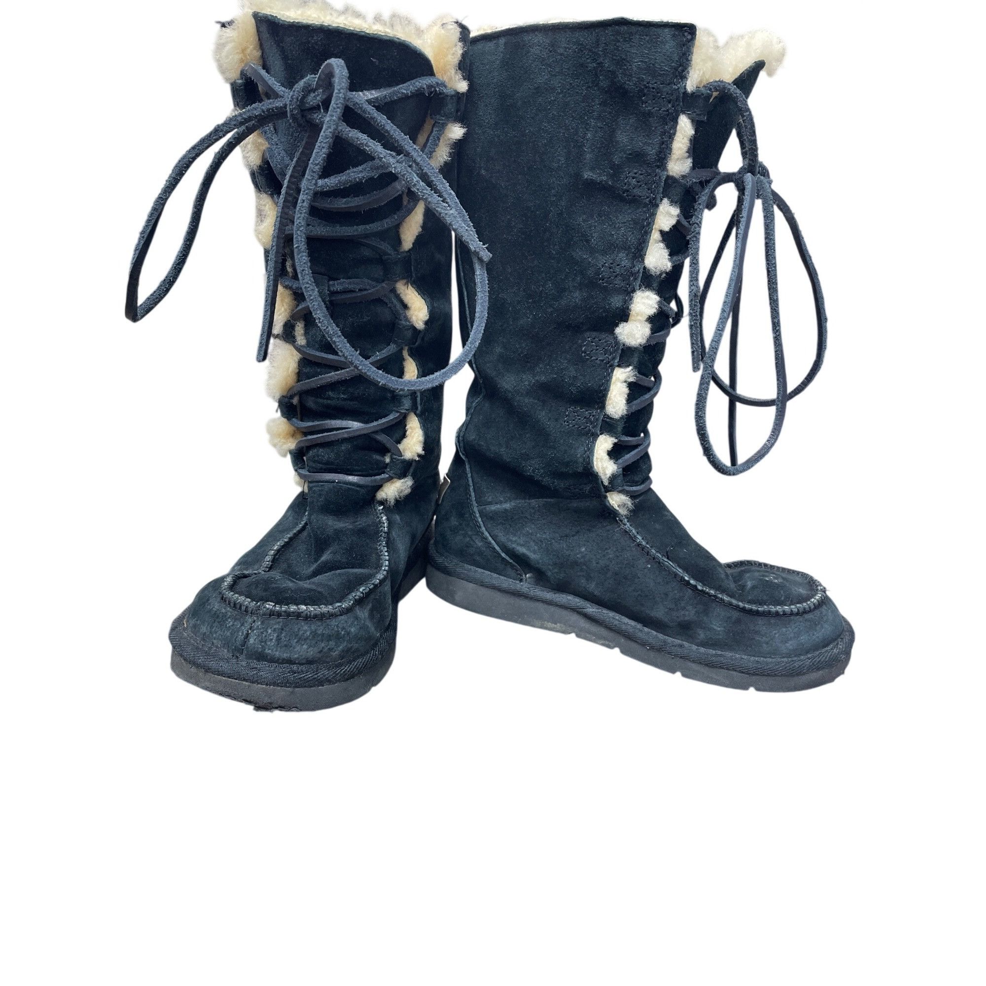 Other Ugg womans Black leather sheepskin lined Midcalf Winter Boot Size US 6 / IT 36 - 1 Thumbnail