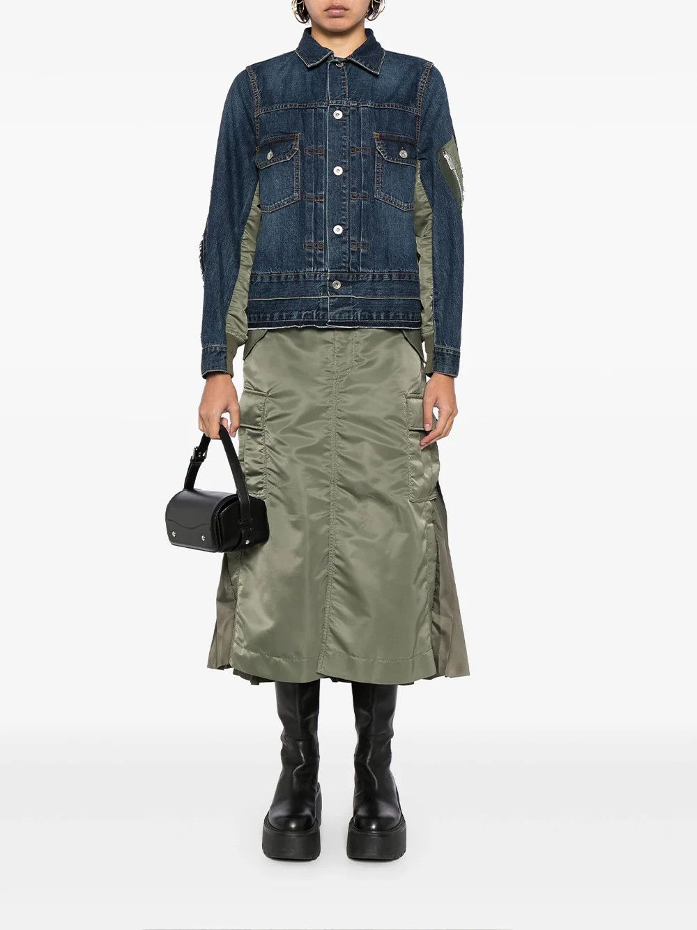 Sacai o1s22i1n0924 Denim & Nylon Jacket in Blue Size M / US 6-8 / IT 42-44 - 2 Thumbnail
