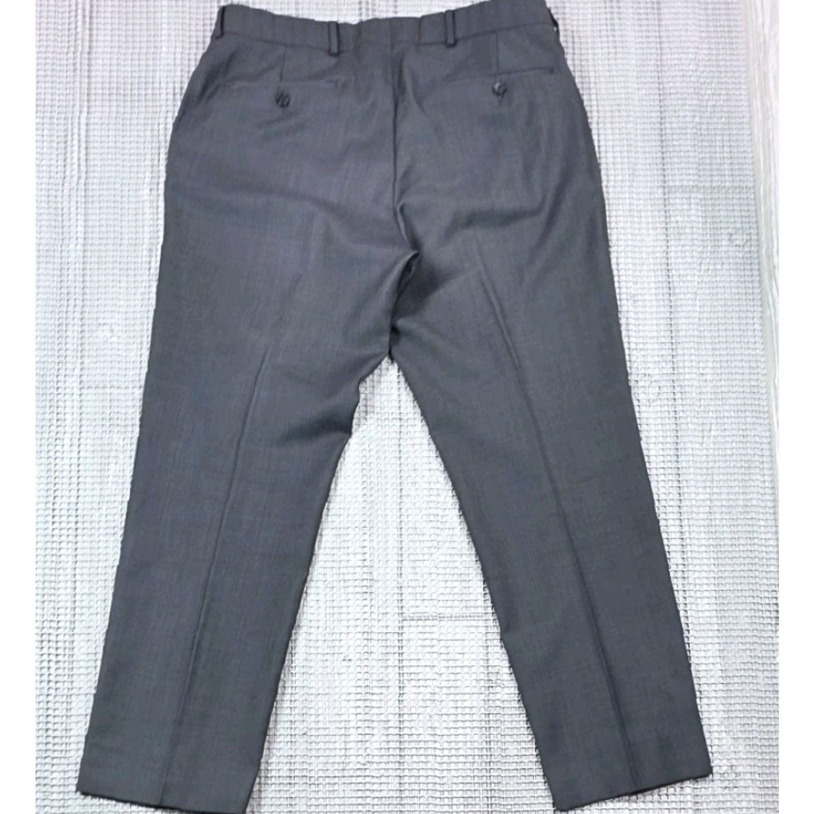 Vintage BALLIN Dress Pants Wool Flat Front Trousers 36x30 Men Regular Gray Size US 36 / EU 52 - 2 Thumbnail