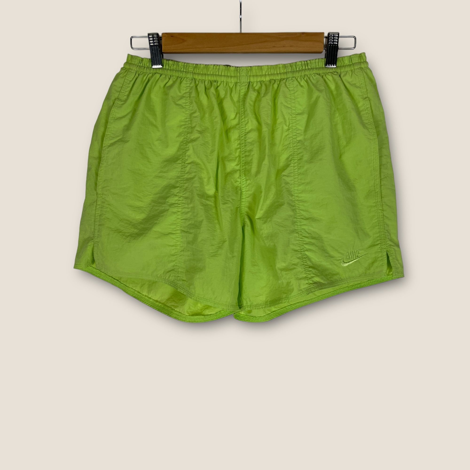 Nike Vintage 90s Nike Athletic Neon Green Running Swoosh Shorts Size US 32 / EU 48 - 1 Thumbnail