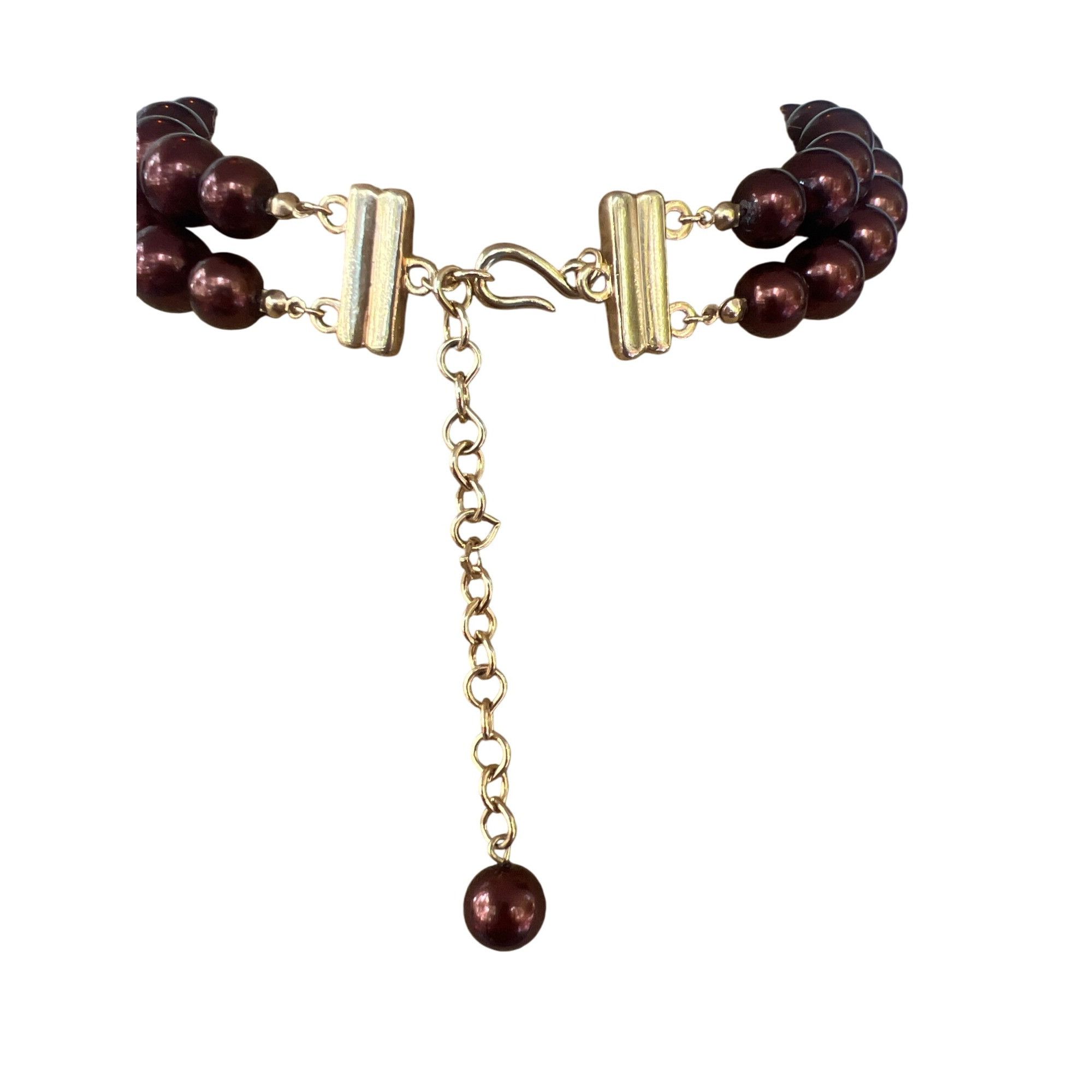 Other Vintage Double Strand Copper Chocolate Bronze Glass Bead Nec Size ONE SIZE - 3 Thumbnail