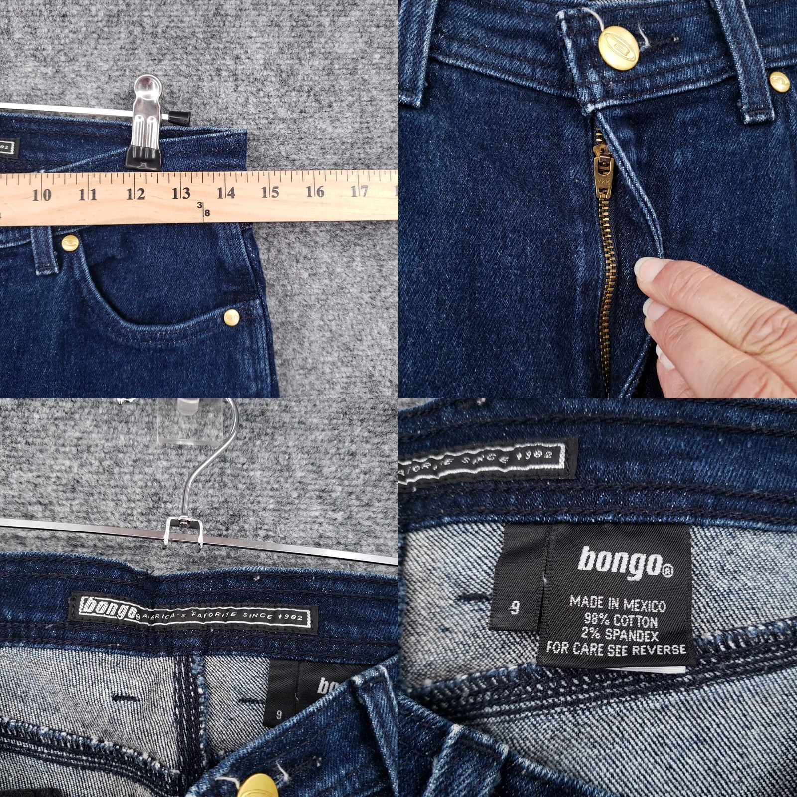 Vintage Bongo Jeans Women 9 Junior Blue Retro Slim Rinse Straight Hi Rise Dark Wash Size 30" / US 8 / IT 44 - 8 Thumbnail