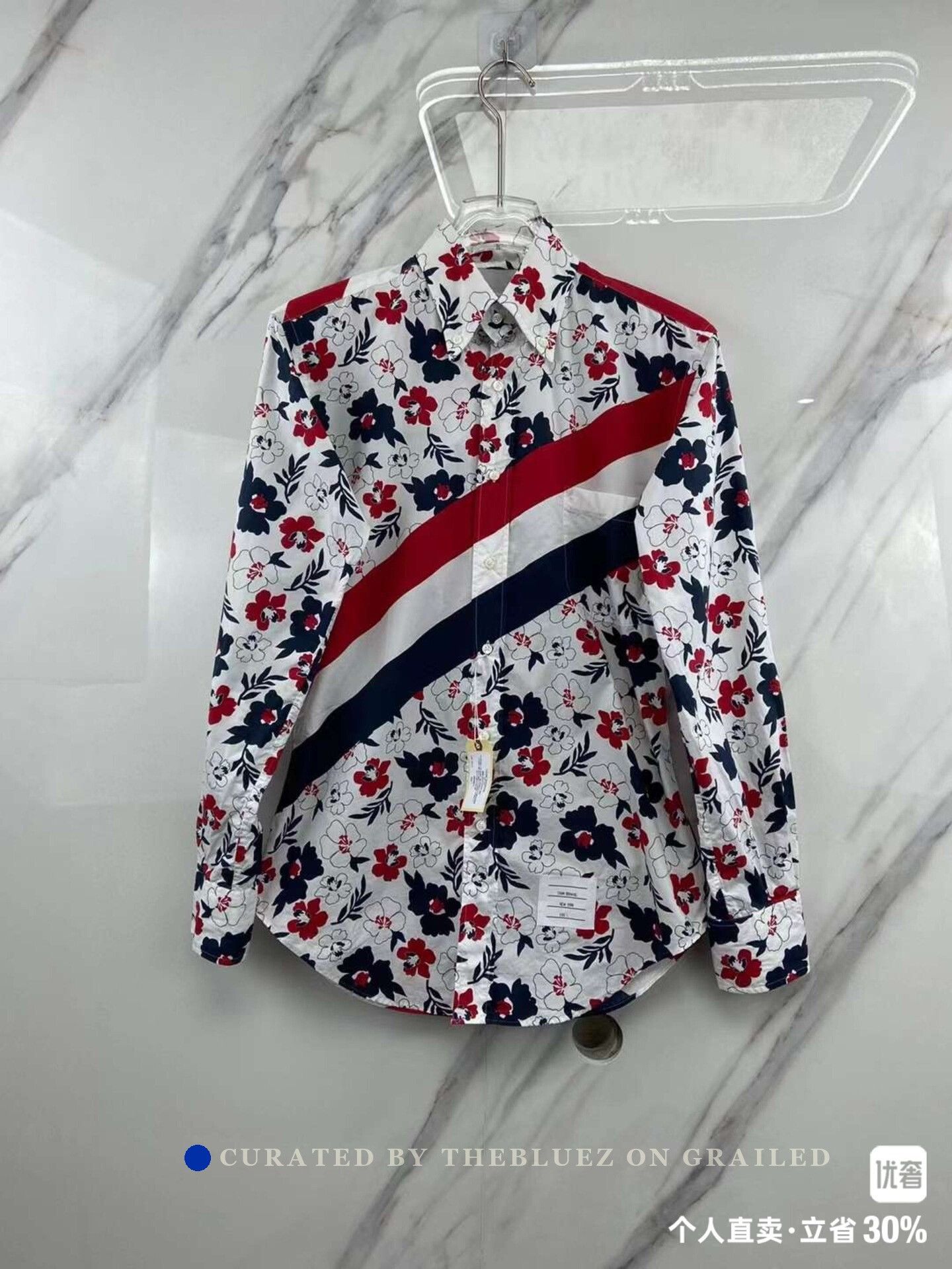 Thom Browne Tom Brown Floral Stripe Classic Top Size US S / EU 44-46 / 1 - 1 Thumbnail