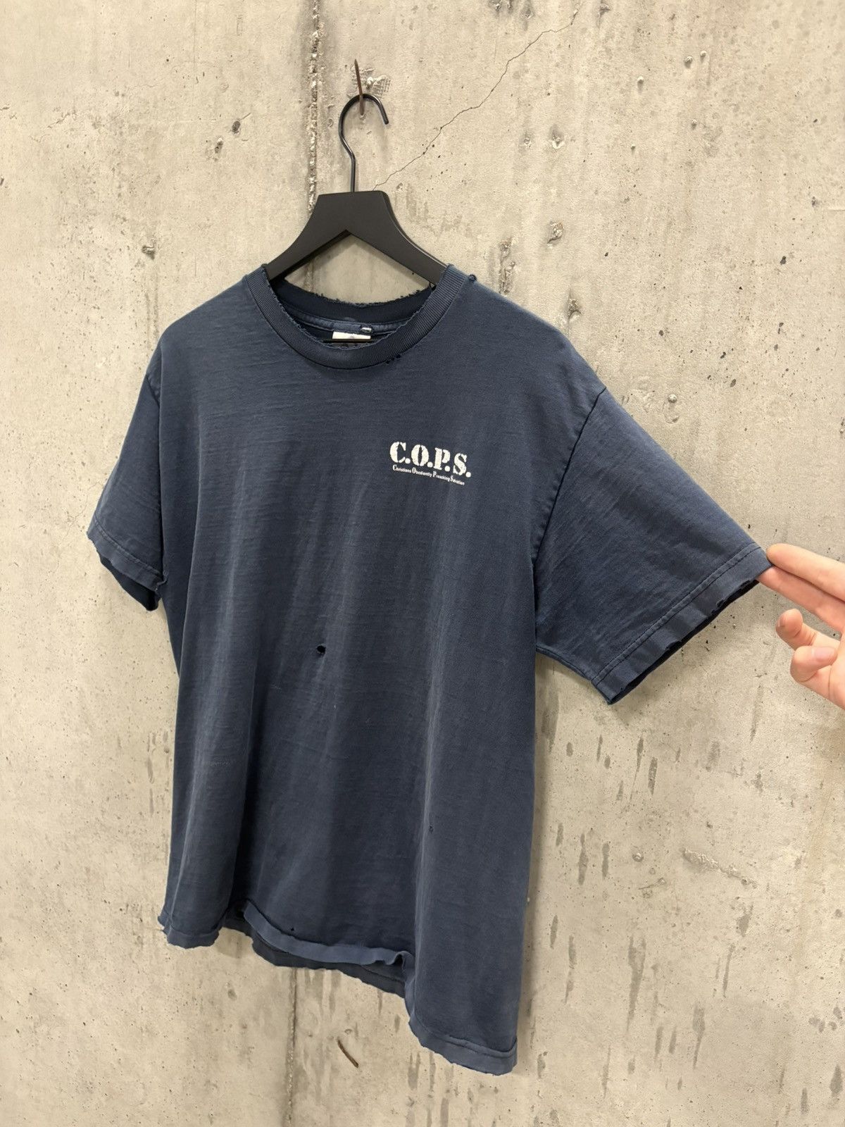 Vintage Vintage COPS Jesus Tee Thrashed Faded Distressed Grunge Band Size US L / EU 52-54 / 3 - 6 Thumbnail