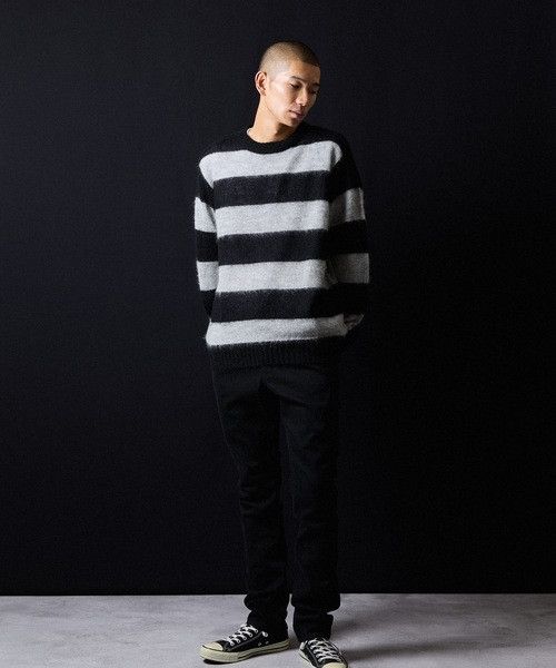 Number (N)ine number nine MOHAIR WIDE STRIPED KNIT Sweater Size US L / EU 52-54 / 3 - 4 Thumbnail