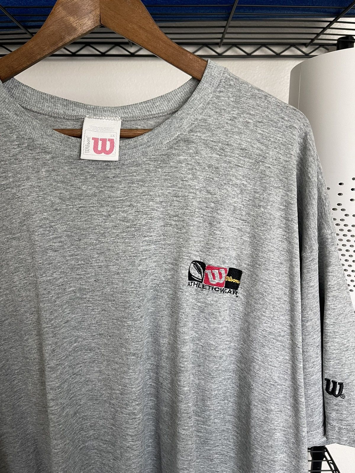 Vintage × Wilson 90s Embroidered Wilson Athletics Tee Shirt tennis Size US XXL / EU 58 / 5 - 1 Thumbnail