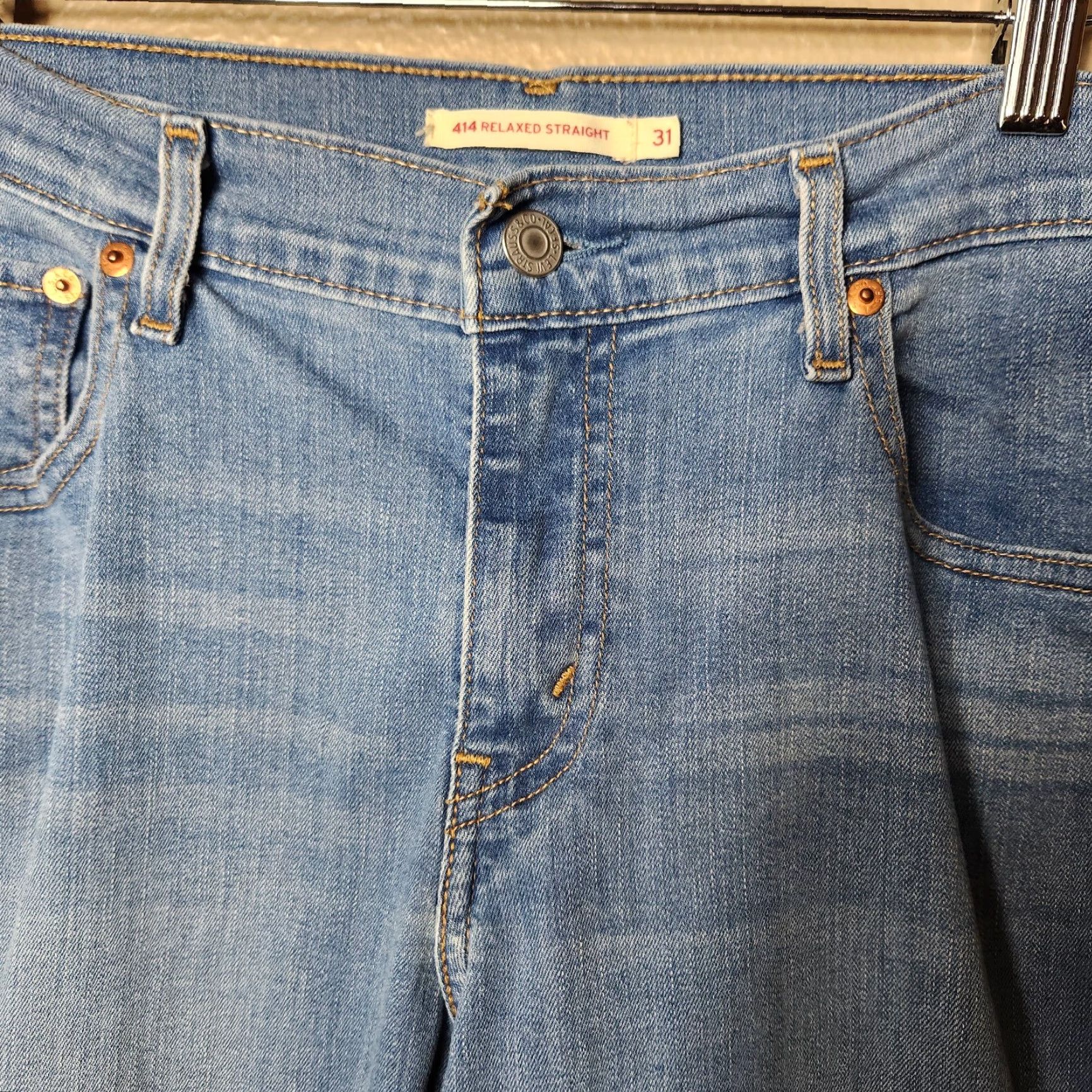 Levi's Levi's 414 Relaxed Straight Jeans Womens Light Wash Blue 31 Regular Cotton Blend Denim Mid Rise - 31 Inseam 31 Boys? Size 24" / US 00 / IT 34 - 2 Thumbnail