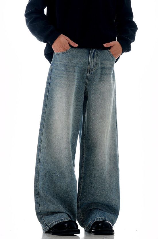 Vintage American retro washed blue straight leg jeans for men Size US 32 / EU 48 - 1 Thumbnail