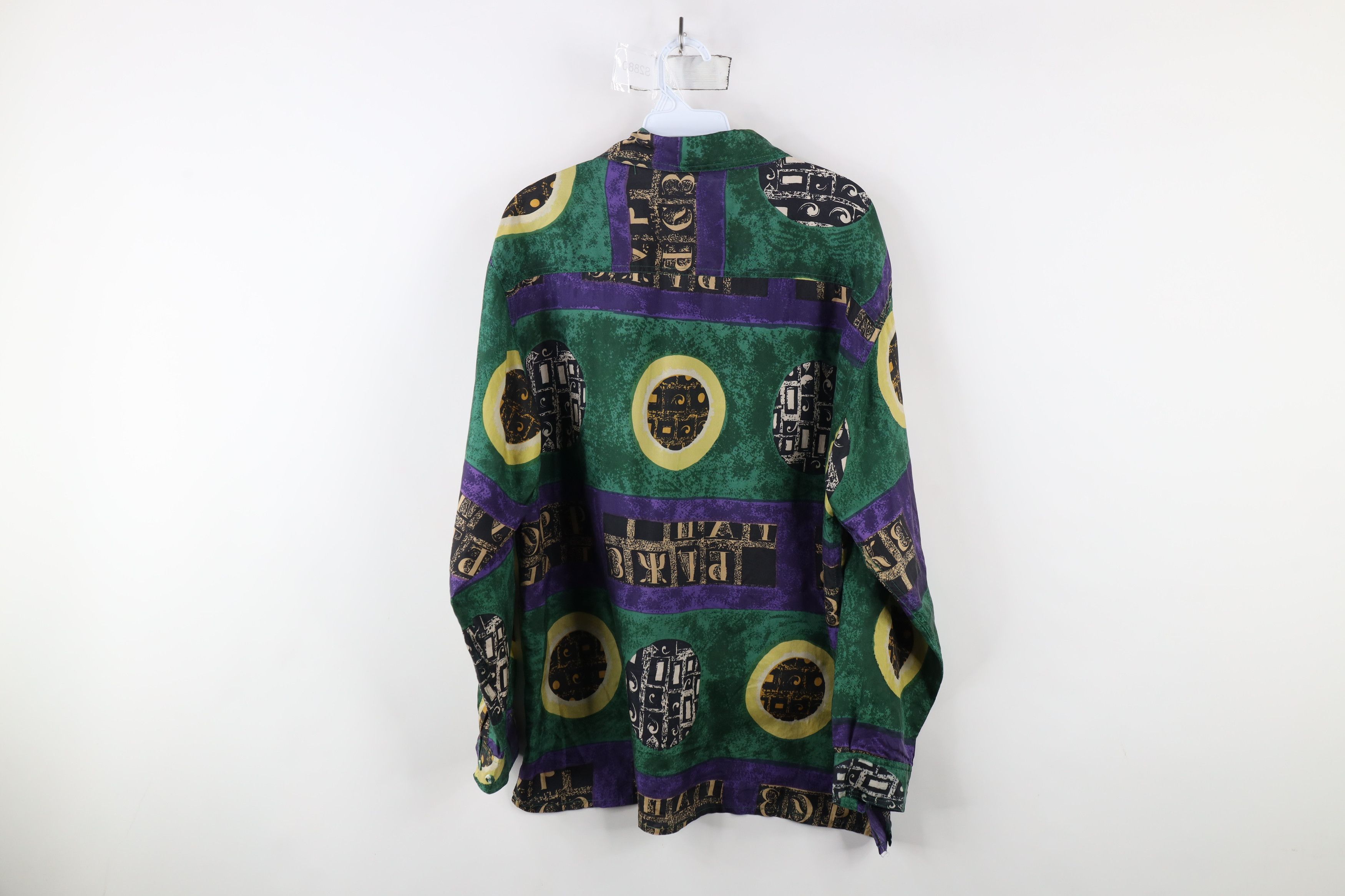 Vintage Vintage 90s Streetwear Geometric Silk Collared Button Shirt Size US M / EU 48-50 / 2 - 8 Thumbnail