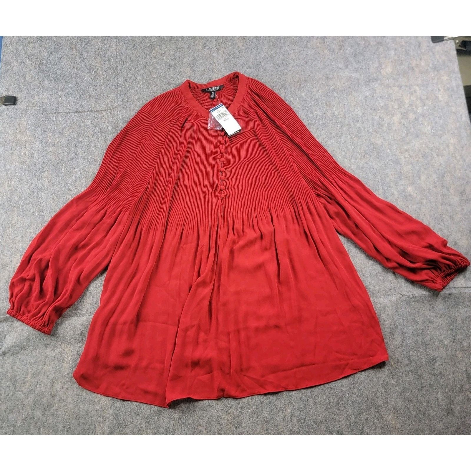 Lauren Ralph Lauren Lauren Ralph Lauren Pleated Georgette Blouson Sleeve Blouse Size 3XL / US 20-22 - 1 Thumbnail
