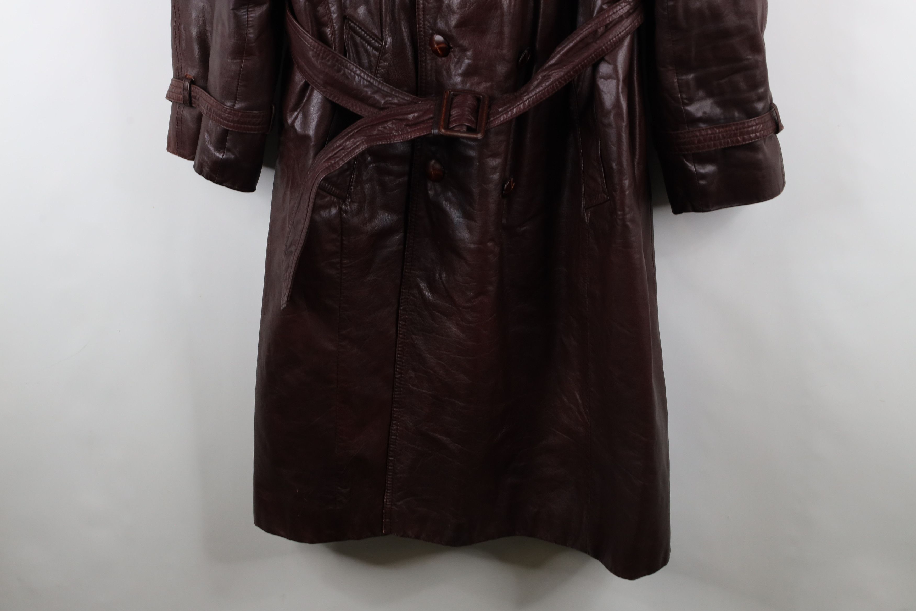 Vintage Vintage 70s Streetwear Belted Trench Coat Oxblood Red Size US XXL / EU 58 / 5 - 4 Thumbnail