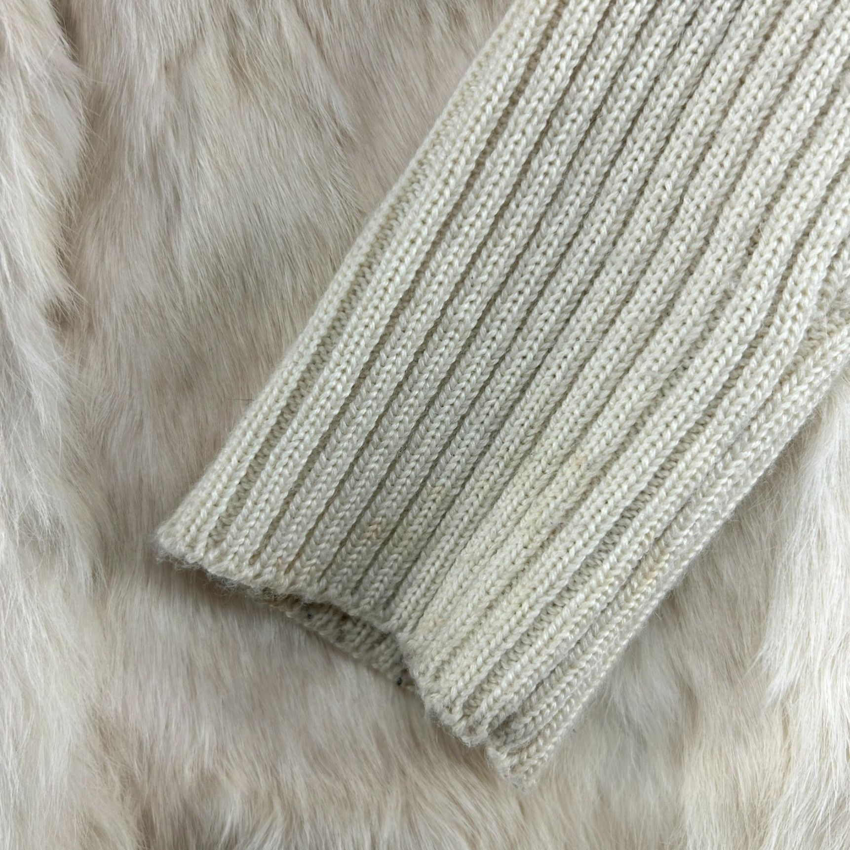 Vintage VINTAGE Frost Jacket Womens M White Wool Ribbed Knit Real Rabbit Fur Sweater Y2K Size M / US 6-8 / IT 42-44 - 5 Thumbnail