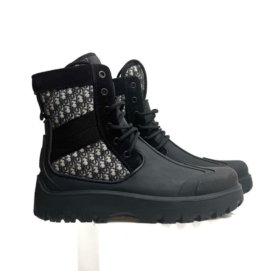 Dior Dior Garden Oblique Black/Beige Lace Up Combat Boots Size 41 Size US 8 / EU 41 - 23 Thumbnail