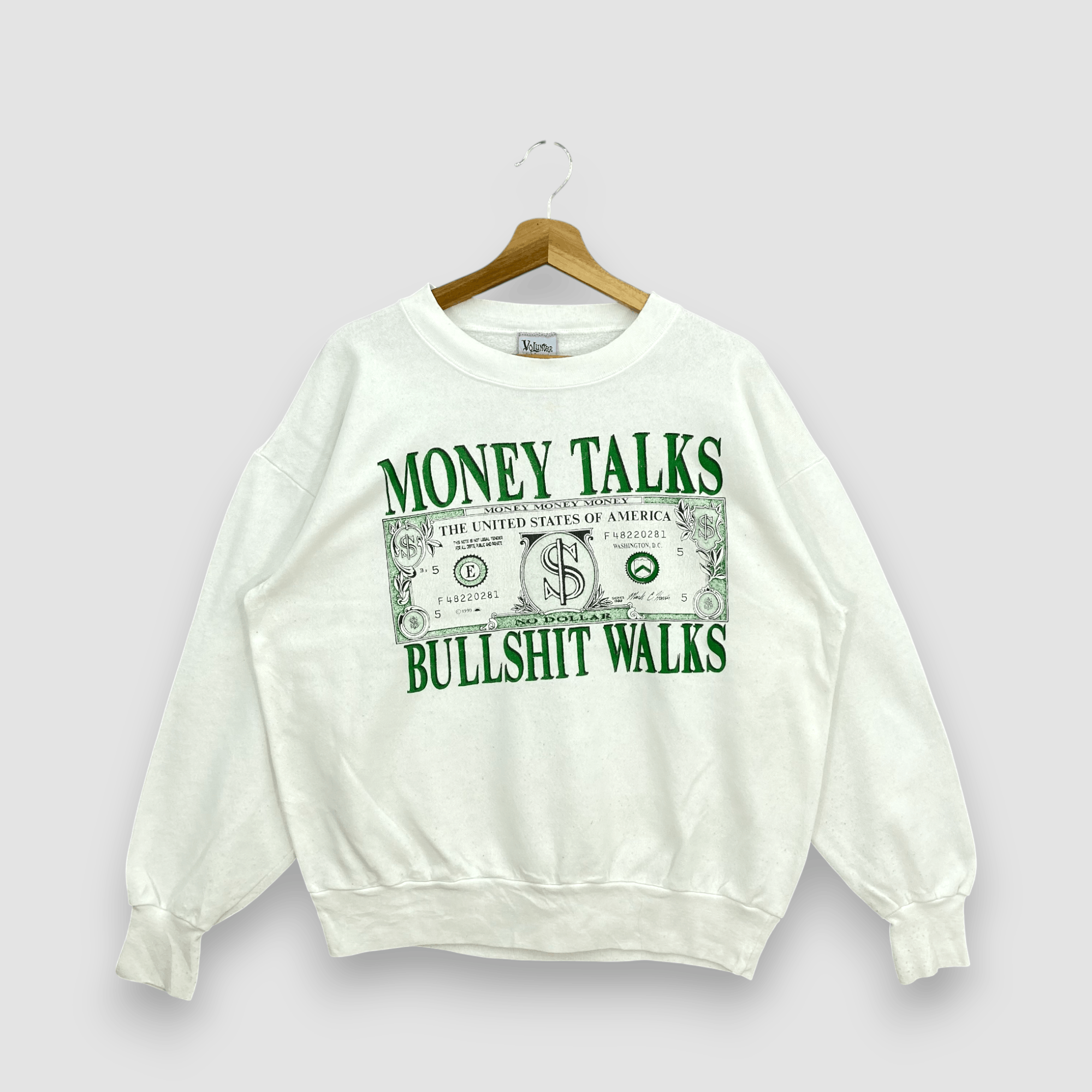 Vintage Vintage 90s Money Talk Bullshit Walks Sweater Funny Parody Size US L / EU 52-54 / 3 - 1 Thumbnail