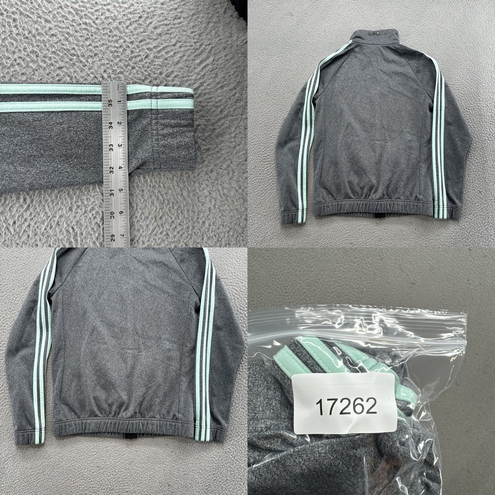 Adidas Adidas Women’s Essentials 3-Stripe Classic Track Jacket Gray Mint Green M Jacket Women Athletic Running & Jogging Multicolor Striped 3 White Stripes Size M / US 6-8 / IT 42-44 - 8 Thumbnail