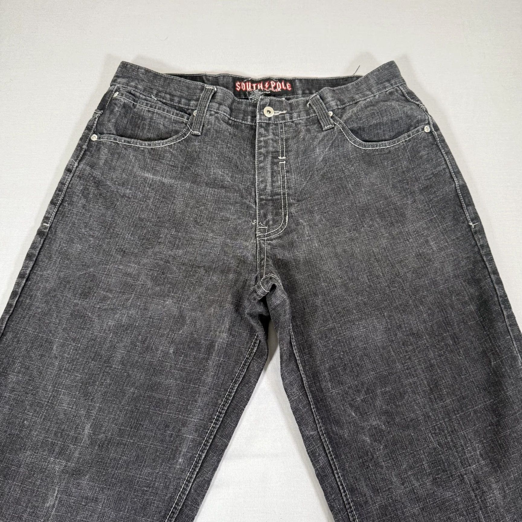 Southpole VINTAGE Southpole Metal Thunder Jeans Men 36x32 Denim Black Charcoal Wash Relaxed Straight Pockets Embroidered Logo Rock Theme 90s Mens Size US 36 / EU 52 - 7 Thumbnail